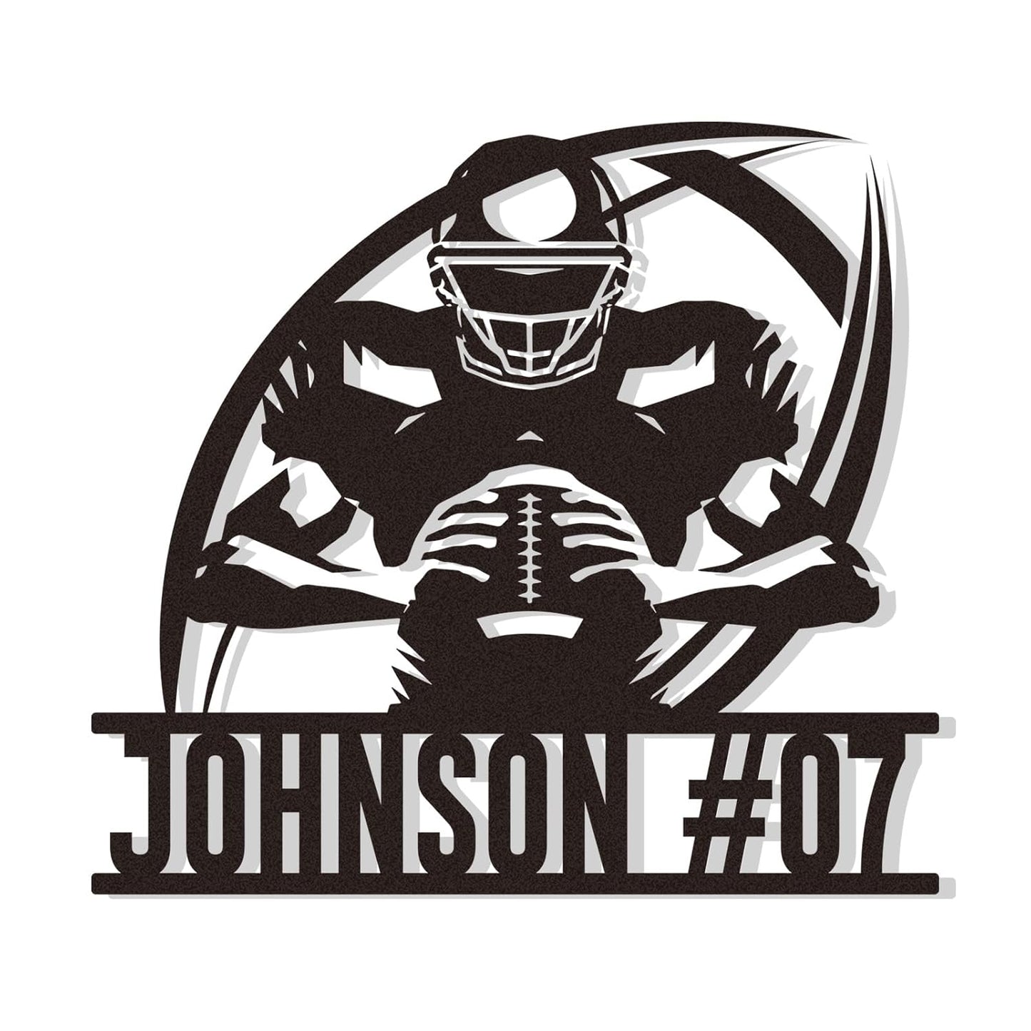 Custom Football Player Metal Sign with Name and Number, Personalized Sports Wall Art, Football Room Decor for Boys or Coach Gift