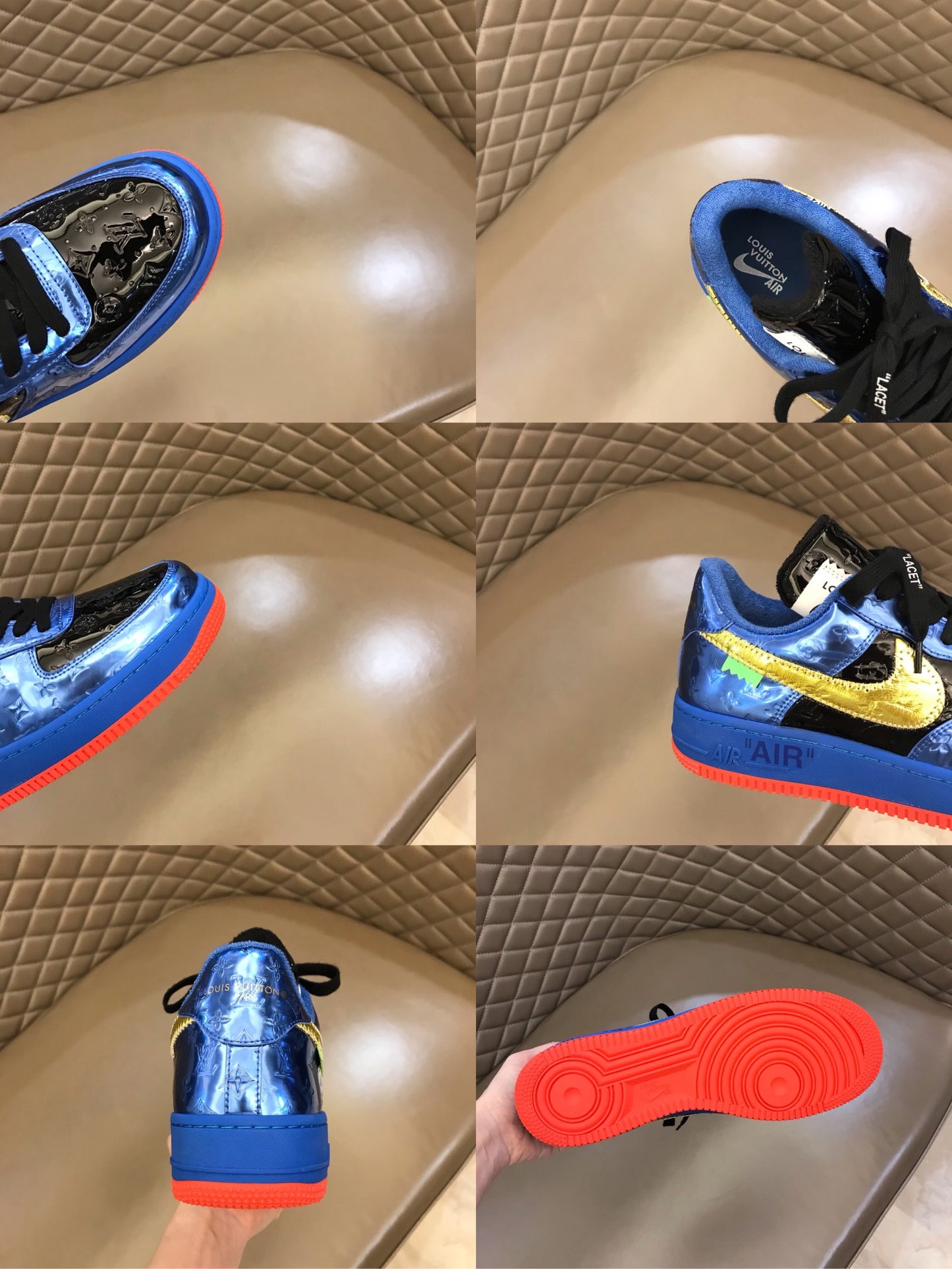 Tripartite Joint Bright Leather Embossed Contrast Color Sneakers XC1623071703