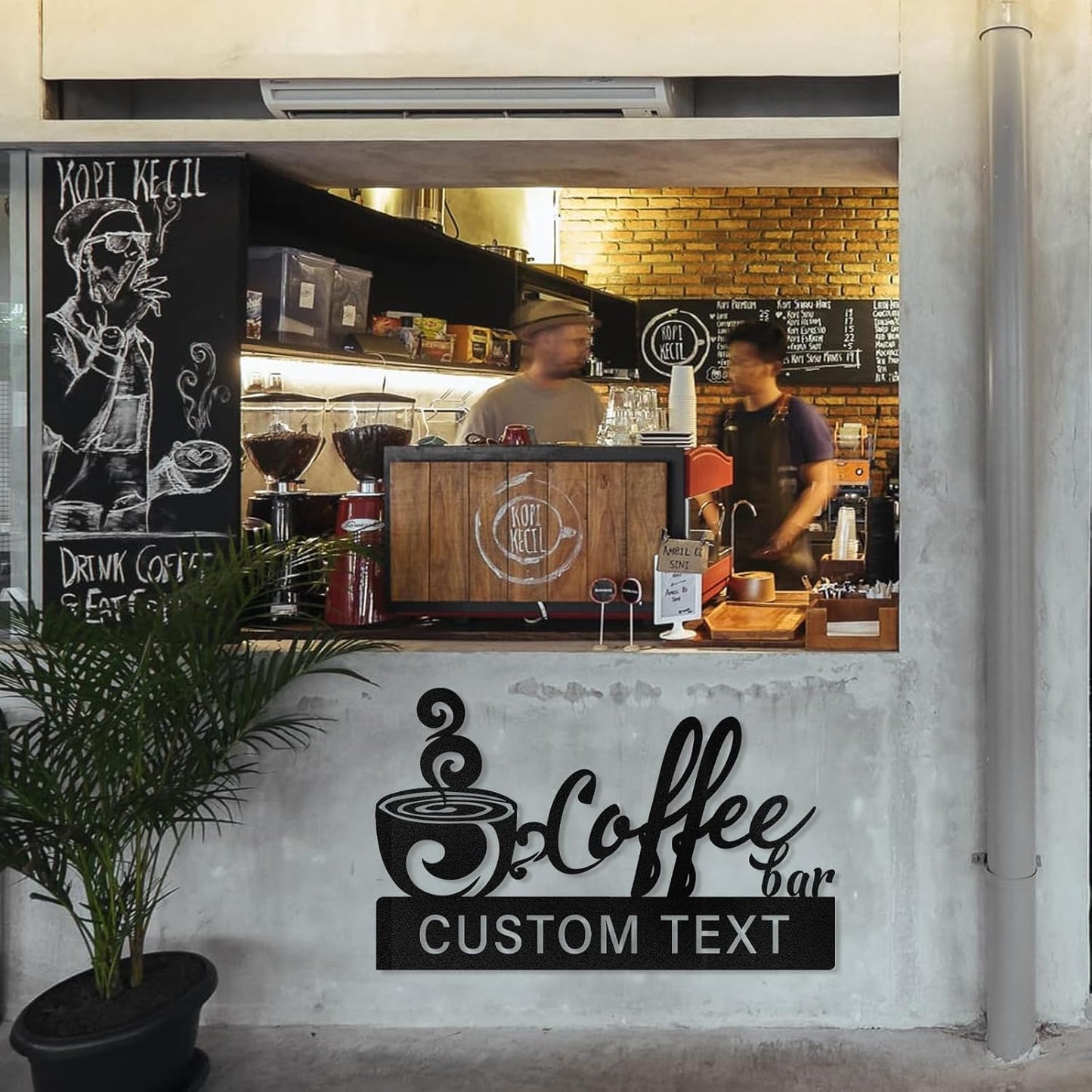 Coffee Lover Custom Metal Sign , Rustic Cafe & Kitchen Wall Decor