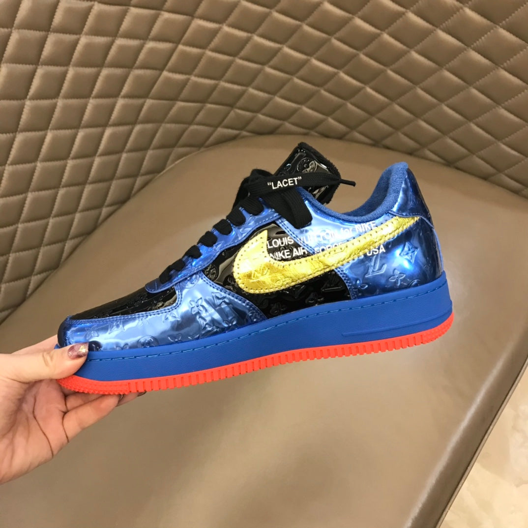 Tripartite Joint Bright Leather Embossed Contrast Color Sneakers XC1623071703