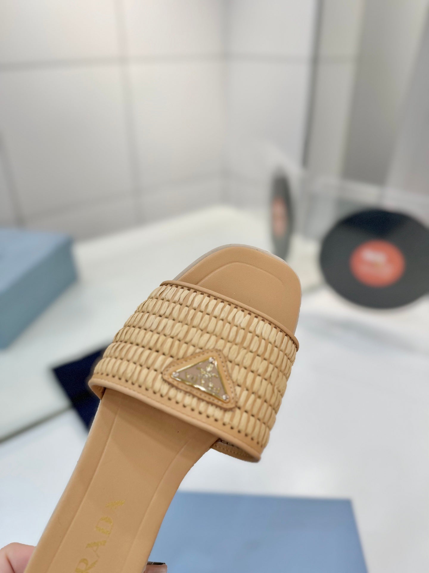 PR Leather slides with crochet details 1825030701