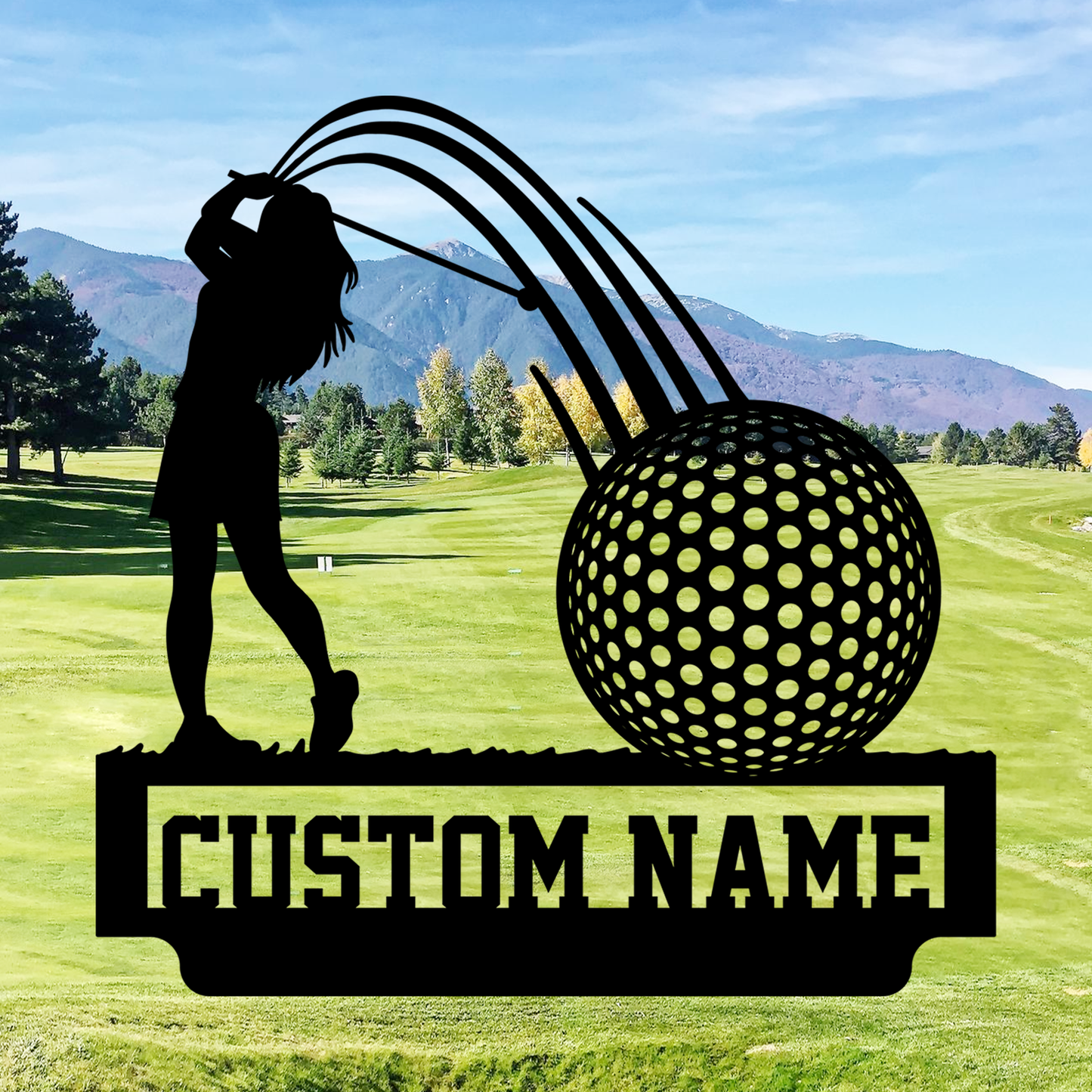 Personalized Golf Metal Sign with Tee & Ball Art, Garden Stake or Wall Mount Option for Sports Lovers