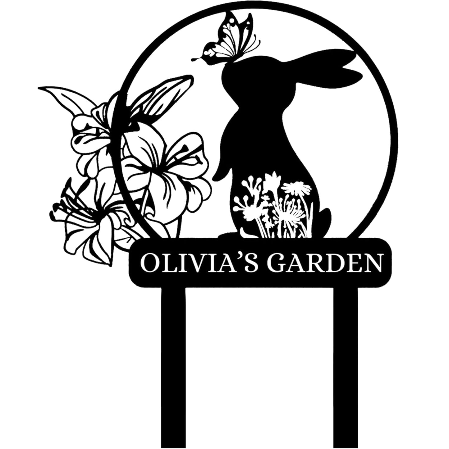 Custom Rabbit Garden Sign, Personalized Outdoor Metal Yard Sign for Gardeners or Lawn Decor