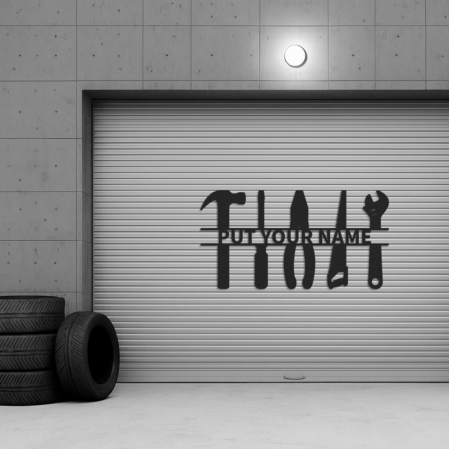 Custom Tools Metal Wall Sign, Personalized Workshop Tool Rack Decor, Garage Wall Art Gift for Him, Father��s Day Sign