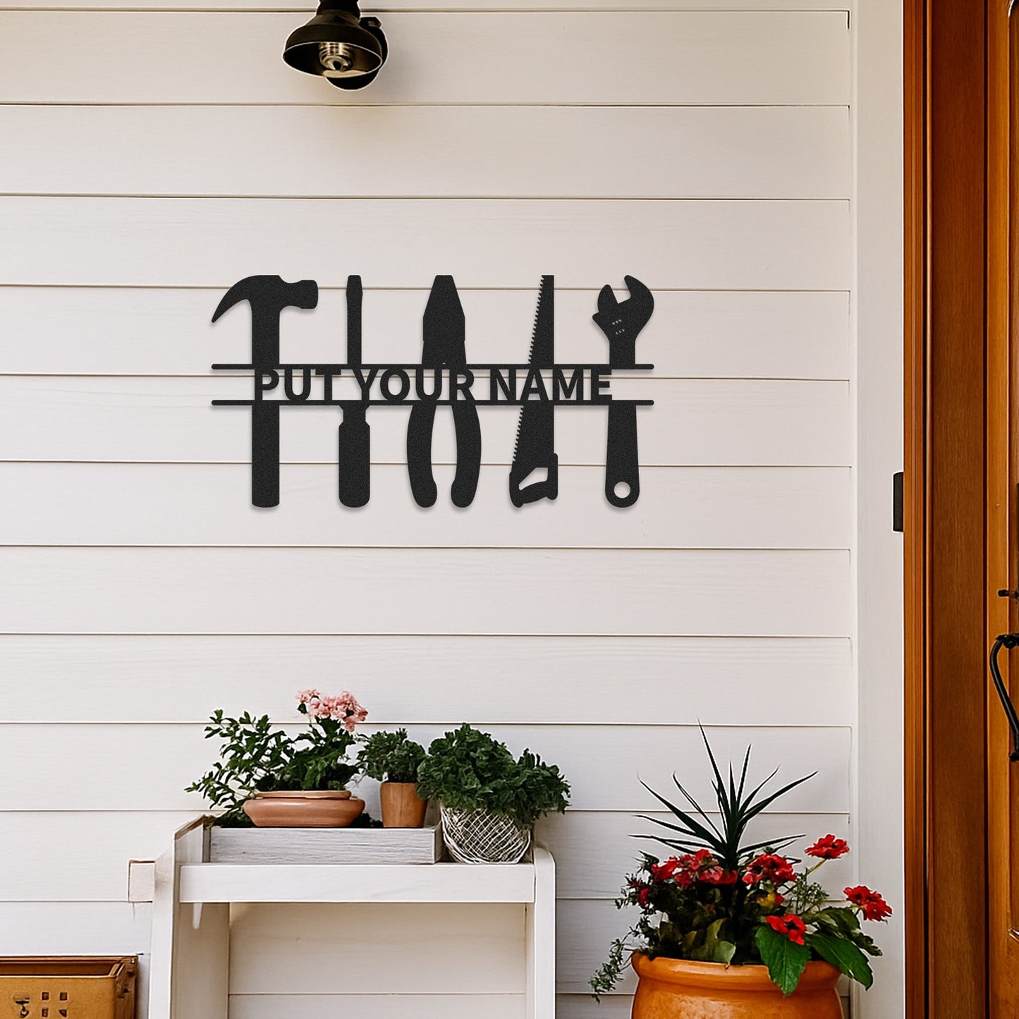 Custom Tools Metal Wall Sign, Personalized Workshop Tool Rack Decor, Garage Wall Art Gift for Him, Father��s Day Sign