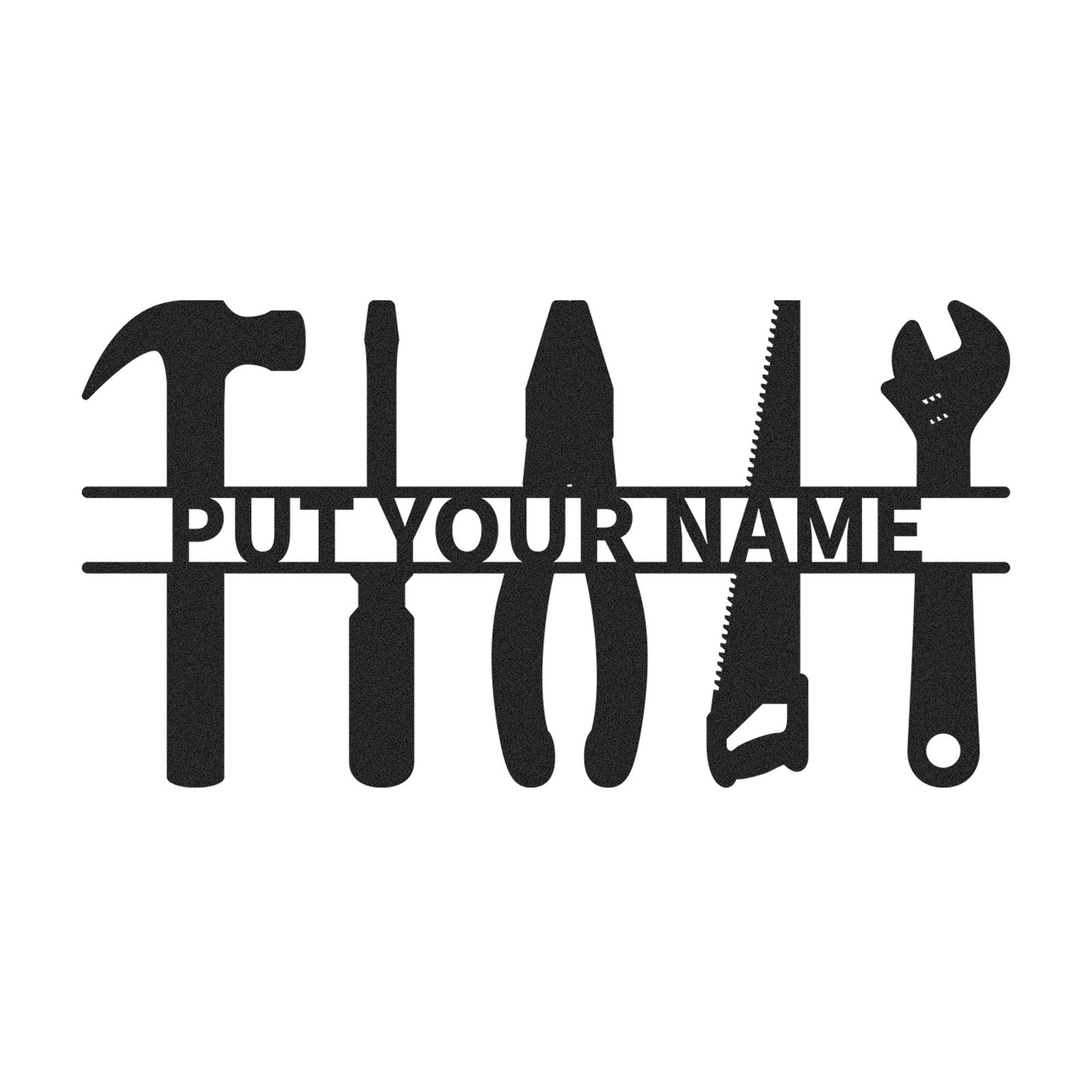 Custom Tools Metal Wall Sign, Personalized Workshop Tool Rack Decor, Garage Wall Art Gift for Him, Father��s Day Sign