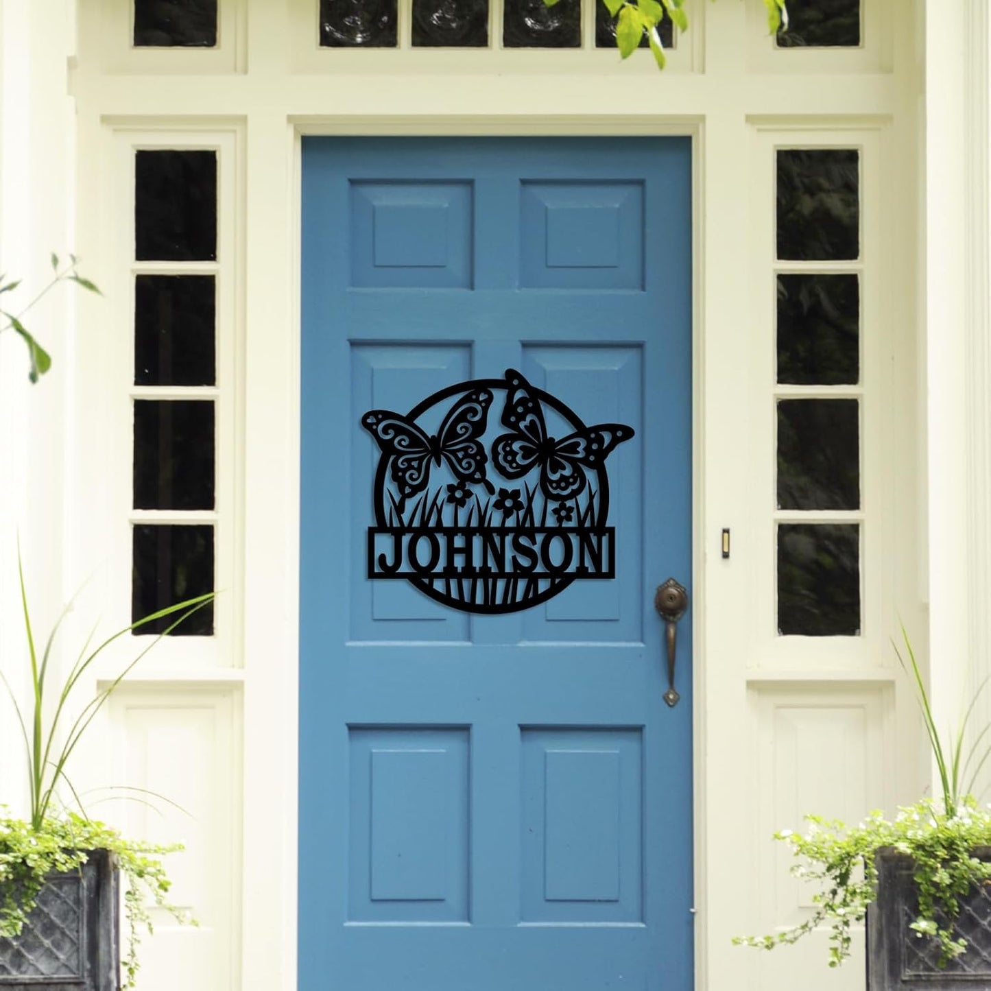 Custom Butterfly Metal Sign for Cabin or Porch, Personalized Family Name Wall Decor Gift