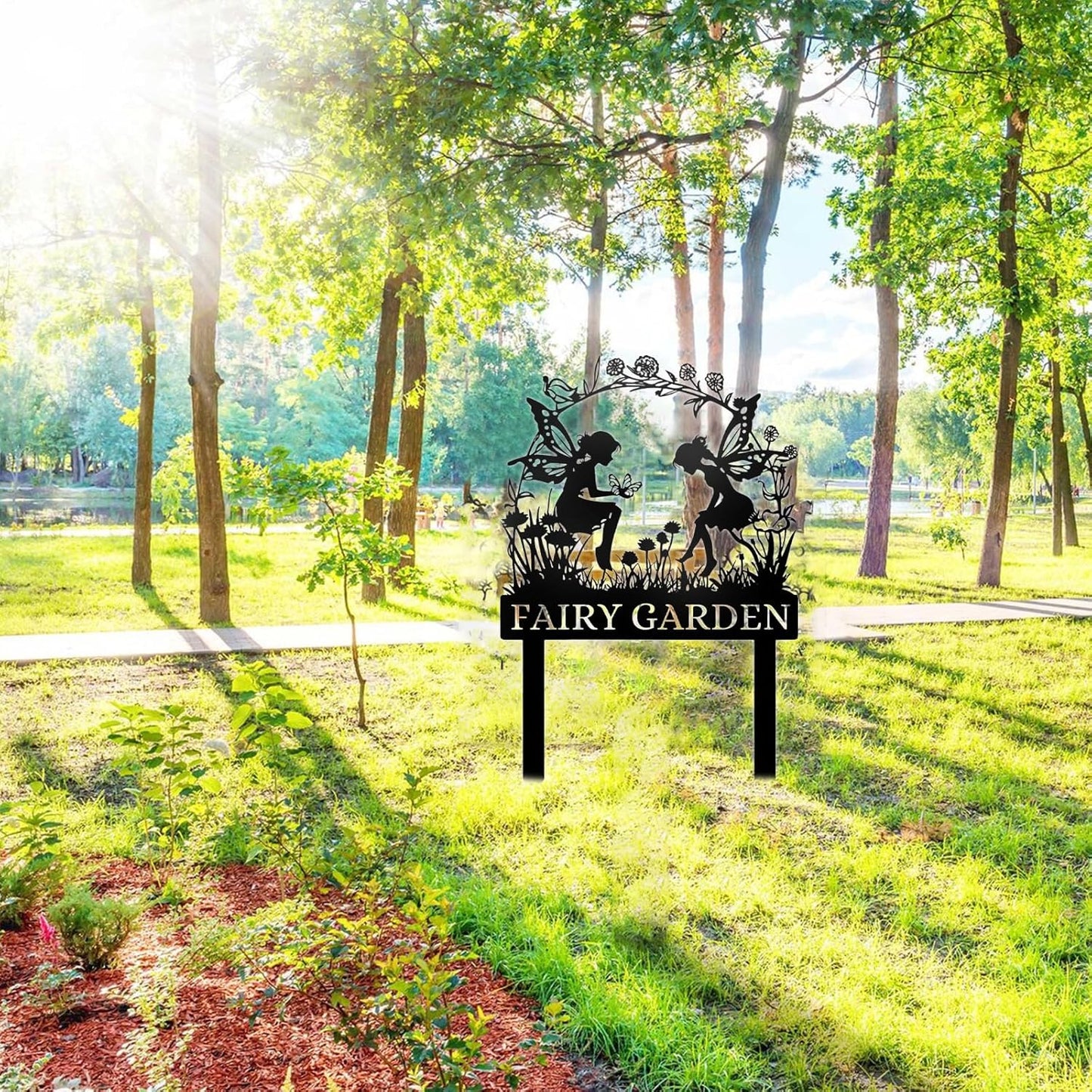 Handmade Fairy Garden Marker - Rustic Metal Sign for Flower Beds & Magical Gardens