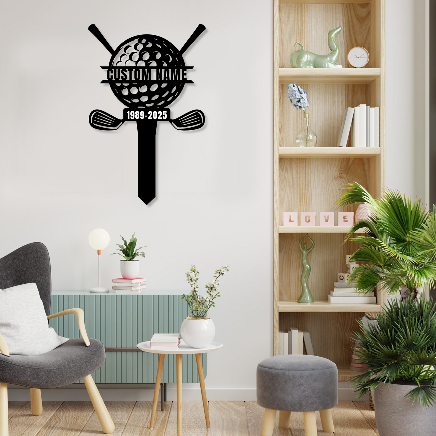 Custom Golf Yard Sign with Ball Transport Design, Outdoor Metal Golf Name Sign for Garden or Lawn Decor