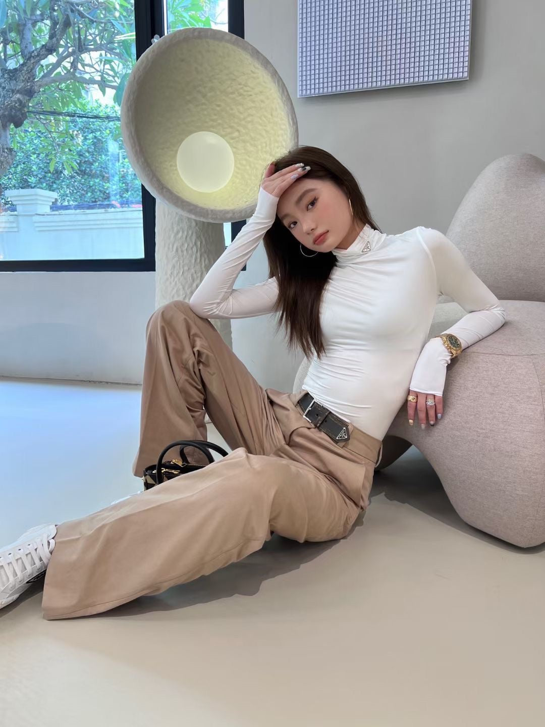 Unisex fashion and versatile high neck base shirt 1024080503