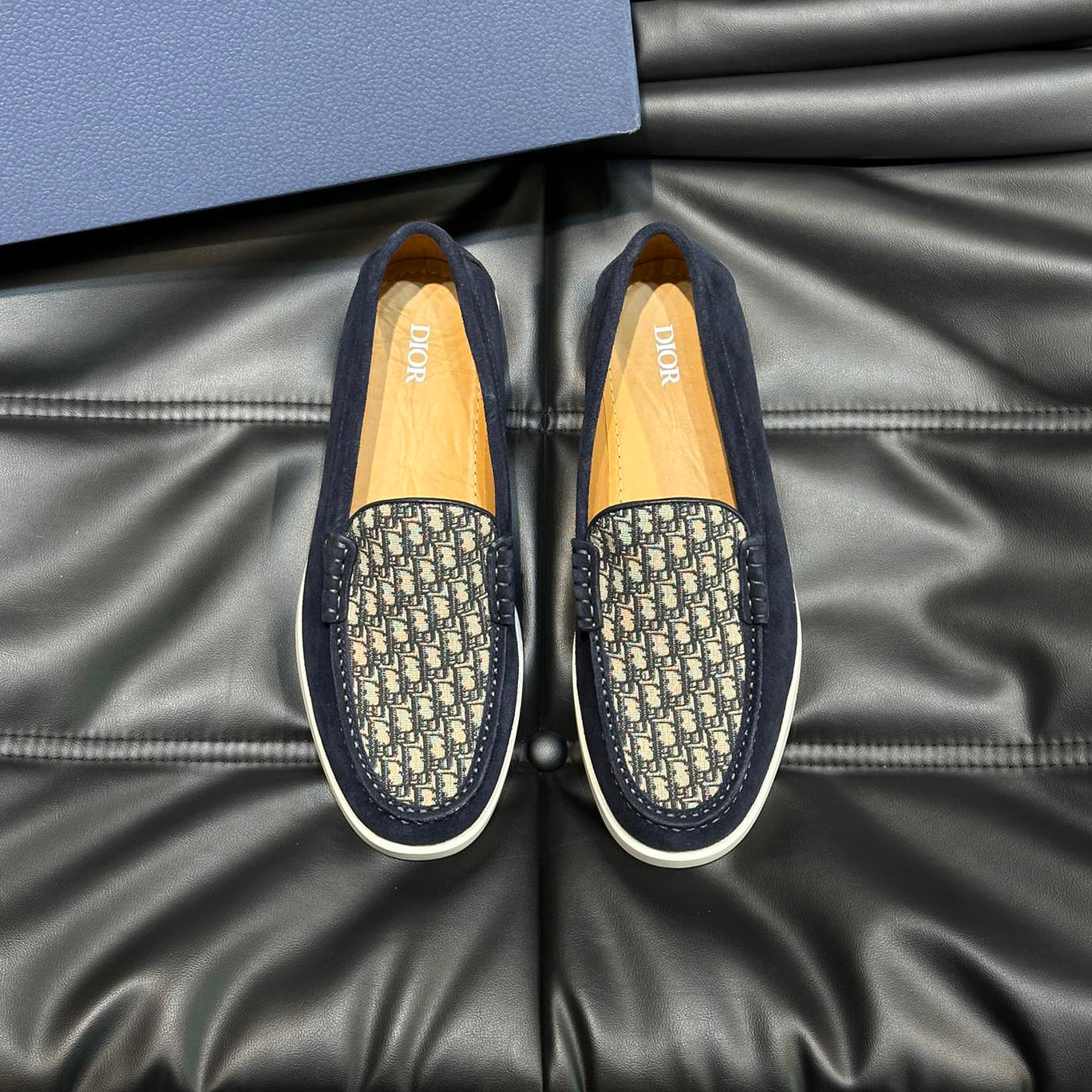 Classic printed canvas embellished men's casual loafers 1824042201