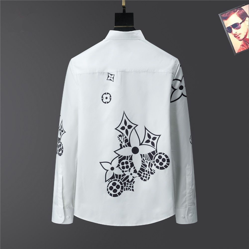 New Men's Shirts Long Sleeves Fashion Printed Casual High Quality Slim Fit Flower Shirts S04