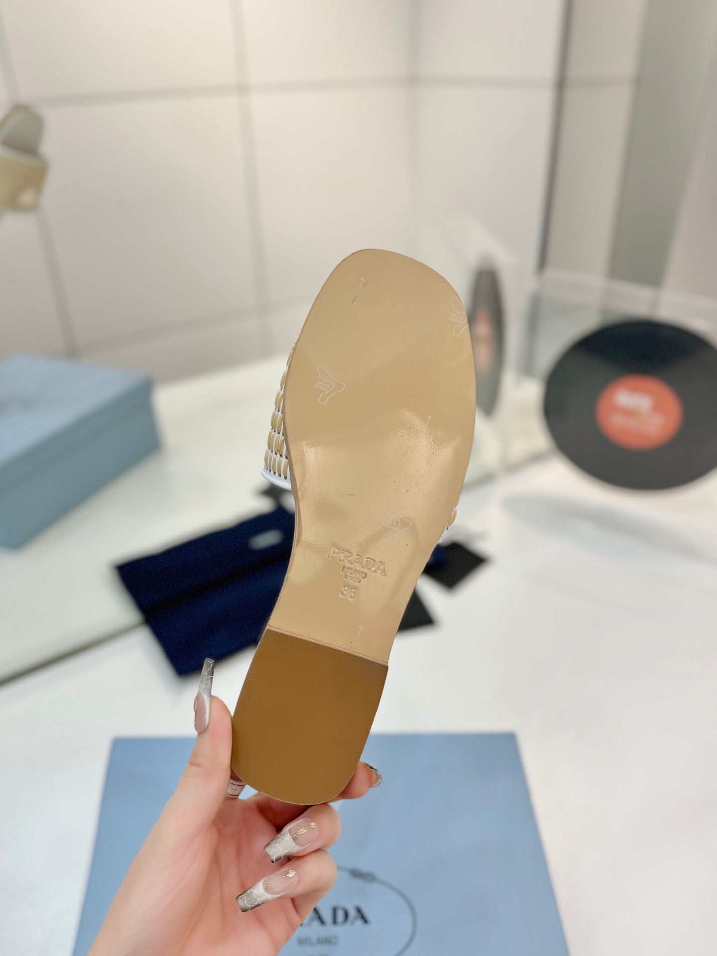 PR Leather slides with crochet details 1825030701