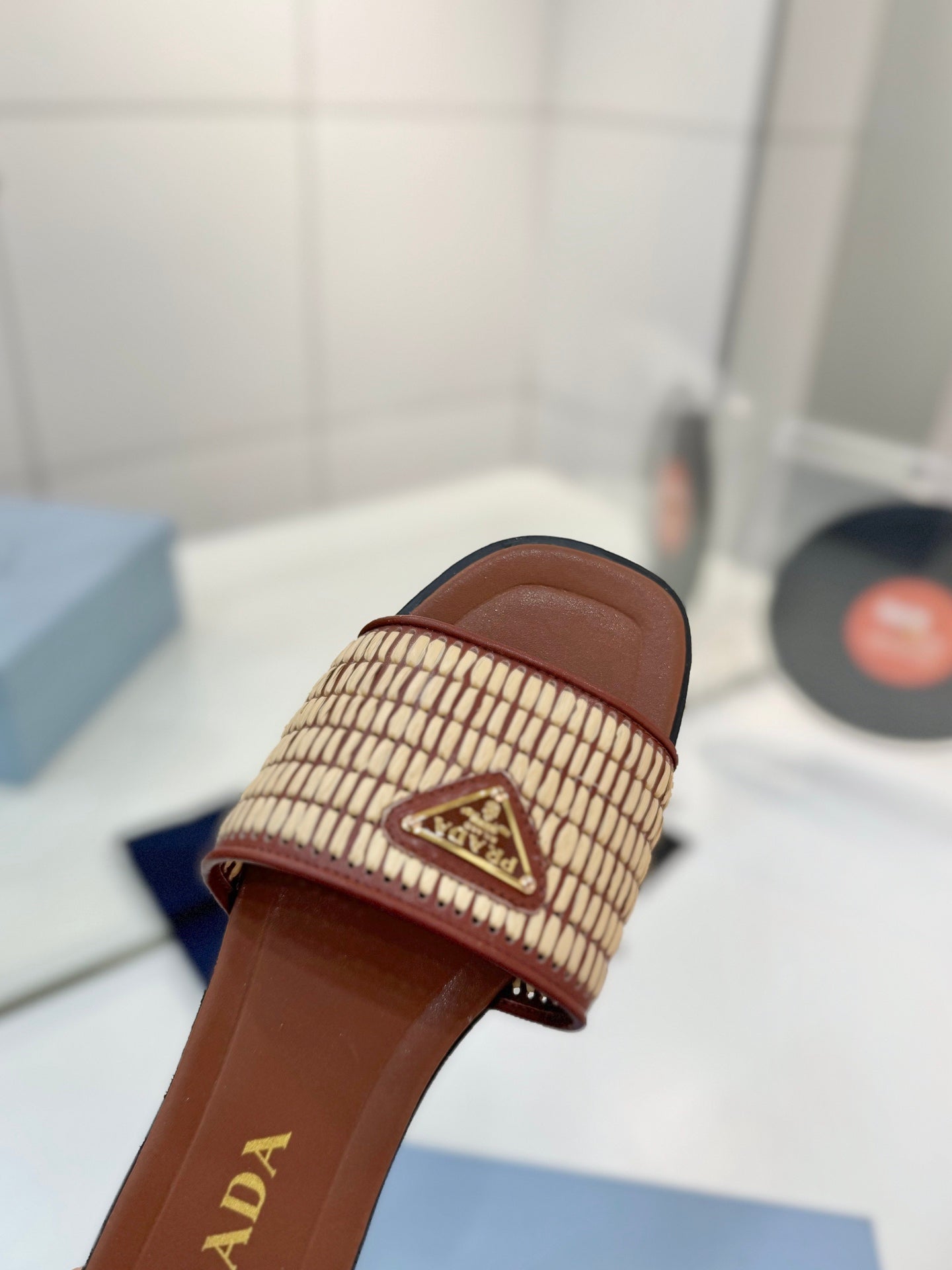 PR Leather slides with crochet details 1825030701