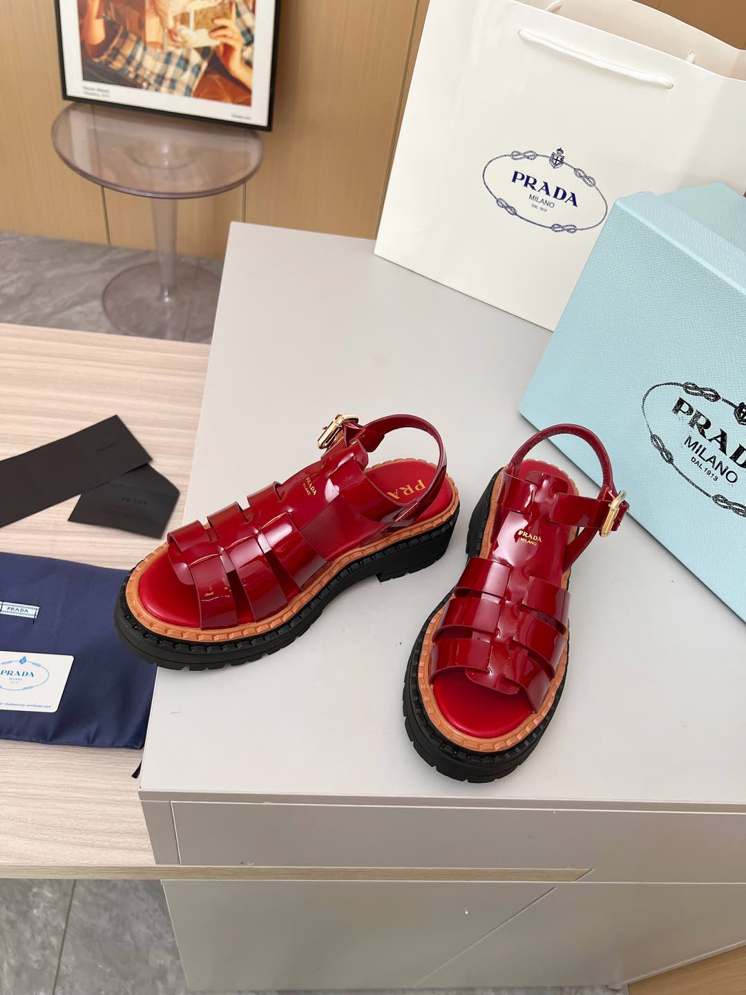 PR Leather Roman Rubber Sandals 1825031001