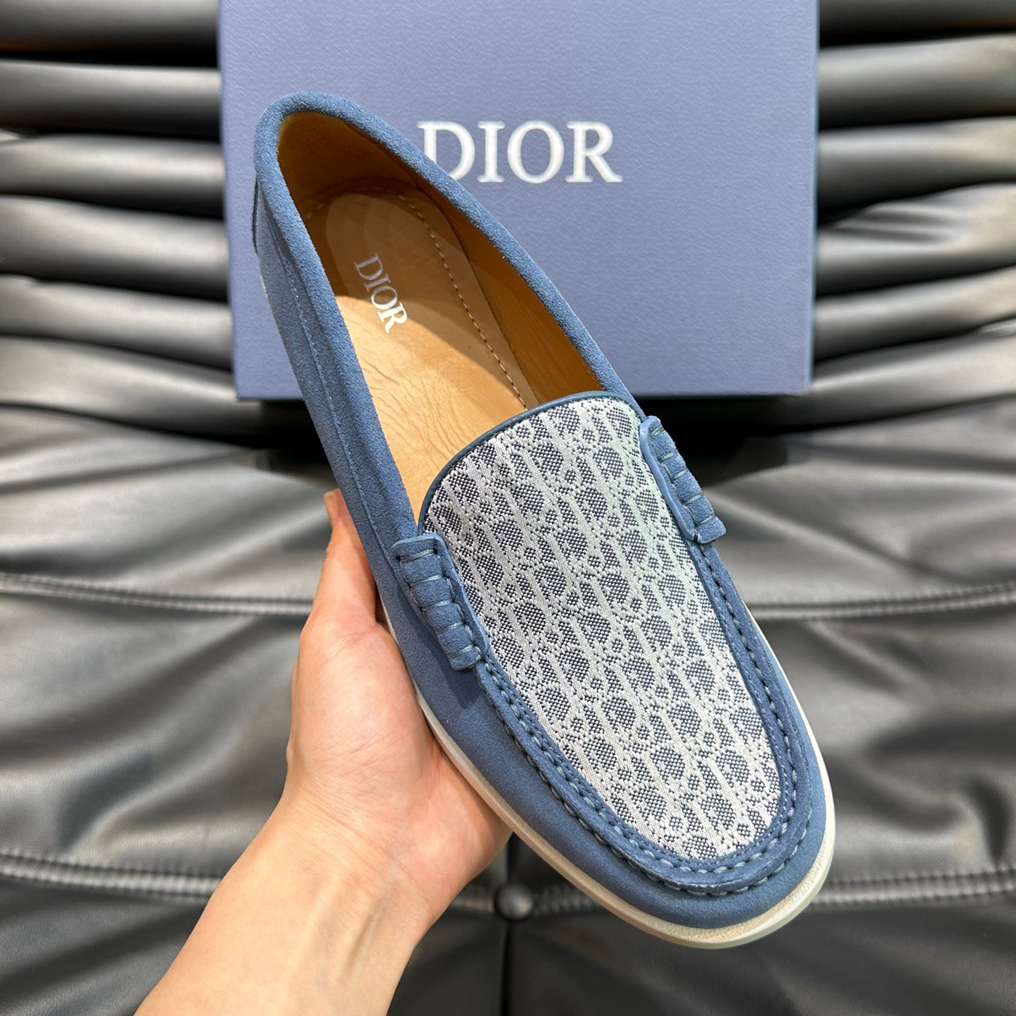 Classic printed canvas embellished men's casual loafers 1824042201