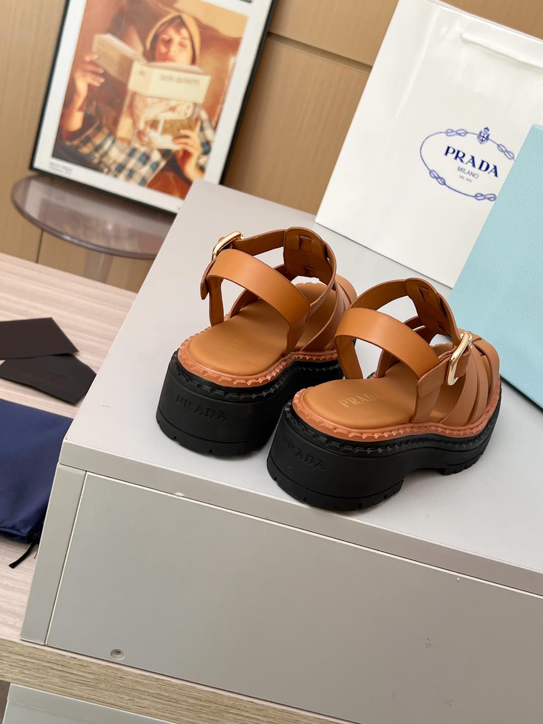 PR Leather Roman Rubber Sandals 1825031001