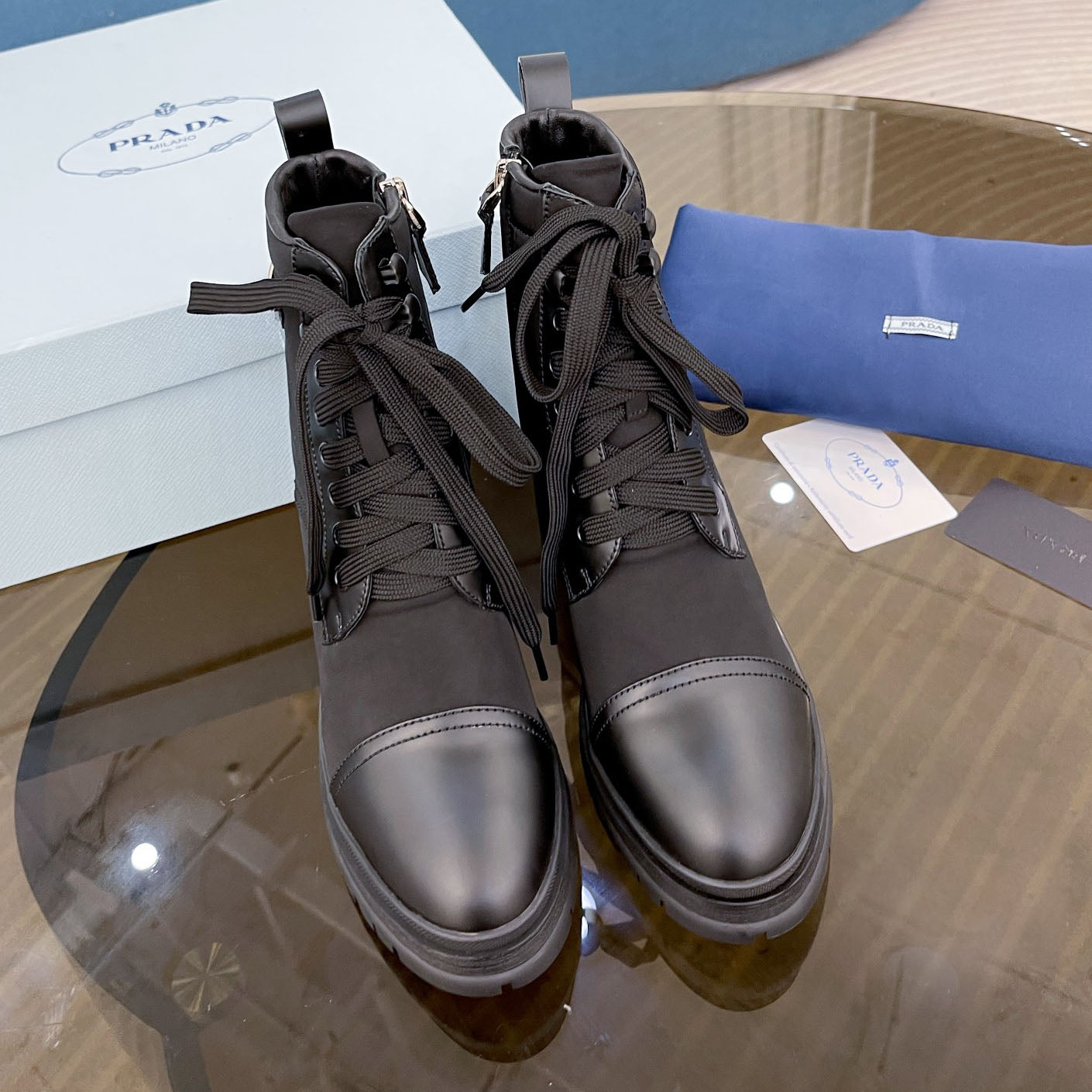 PR waterproof nylon high heel short boots 1824102201