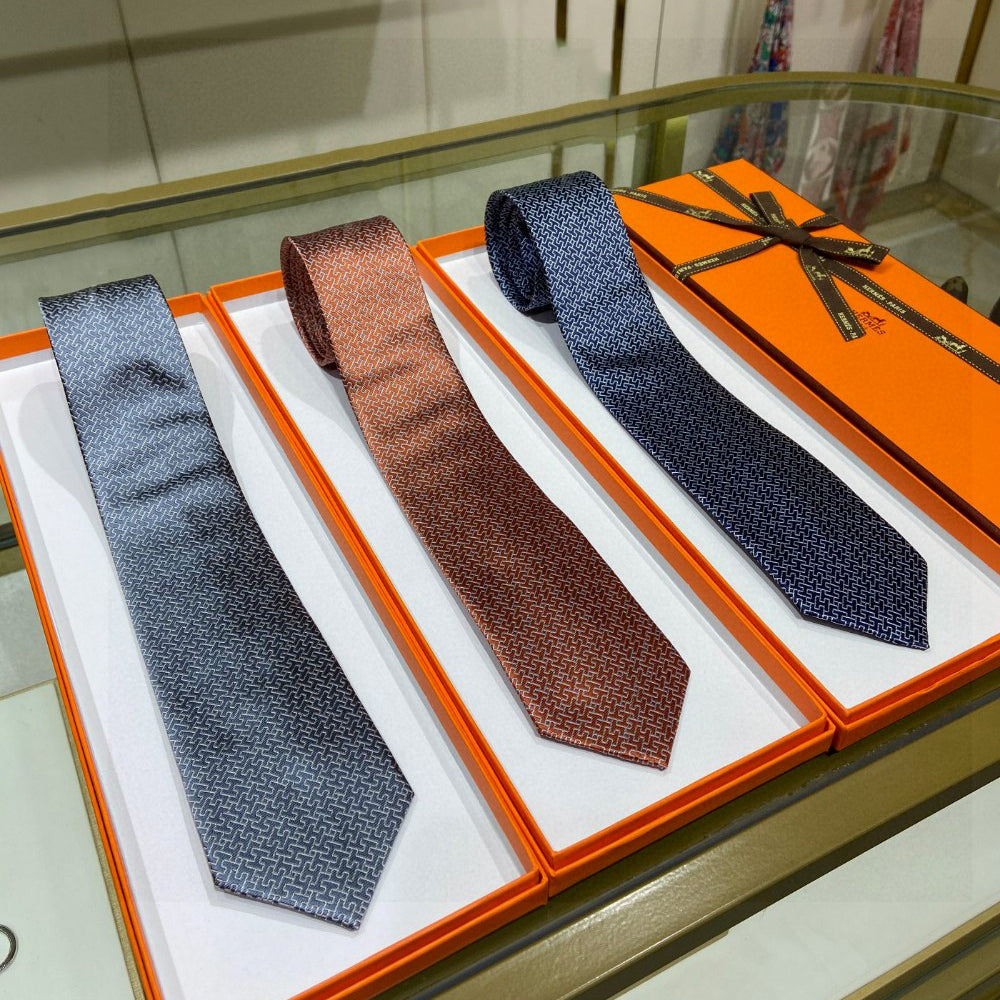 Twill silk hollow H letter tie 1824053005