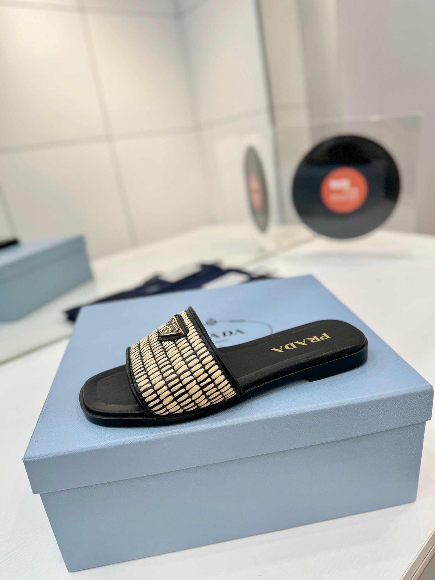 PR Leather slides with crochet details 1825030701