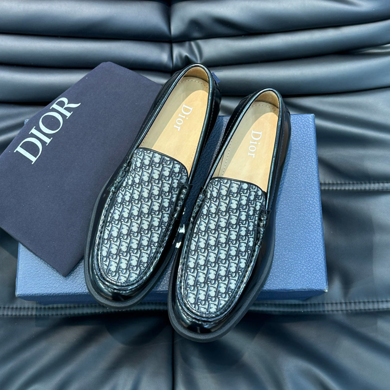 Classic printed canvas embellished men's casual loafers 1824042201