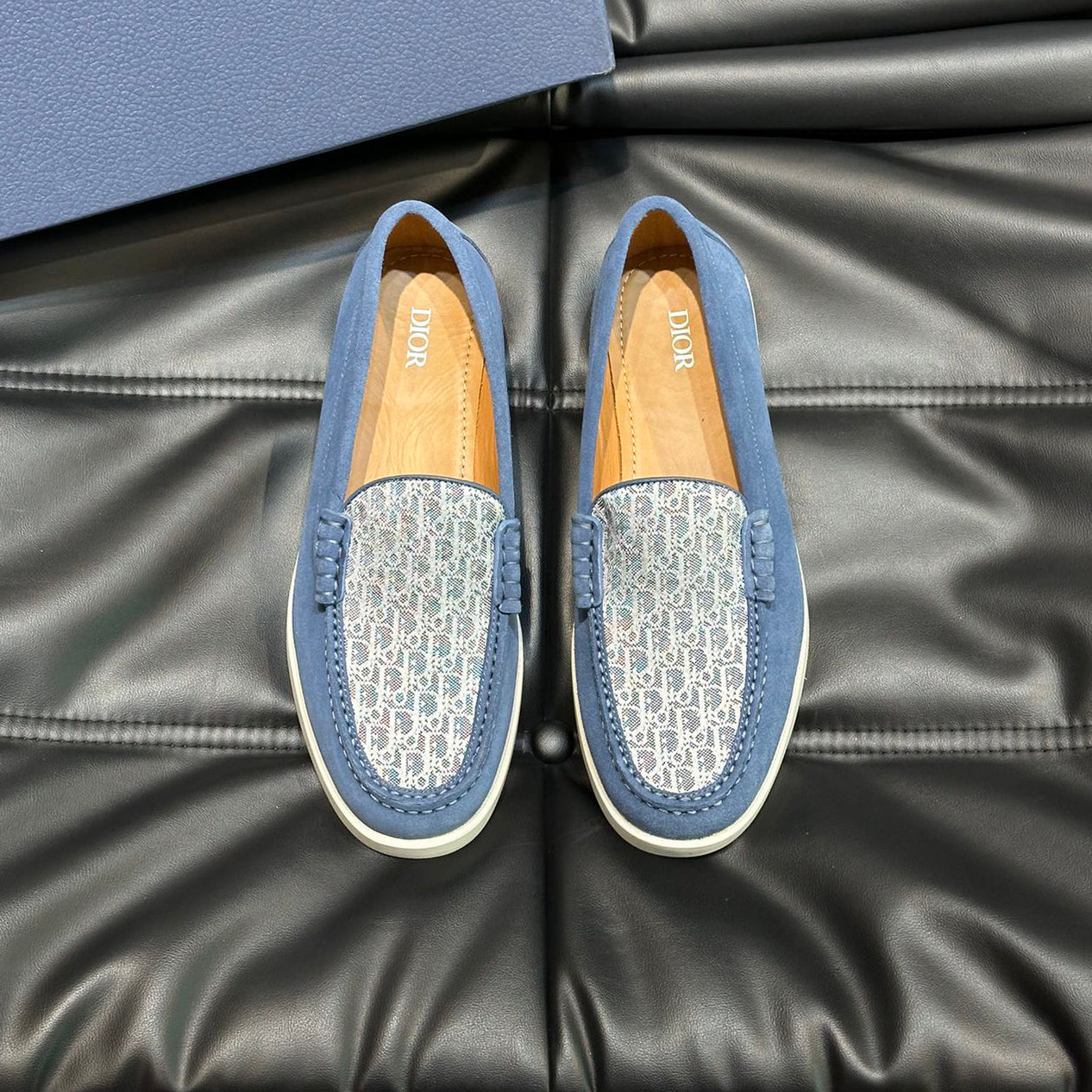 Classic printed canvas embellished men's casual loafers 1824042201