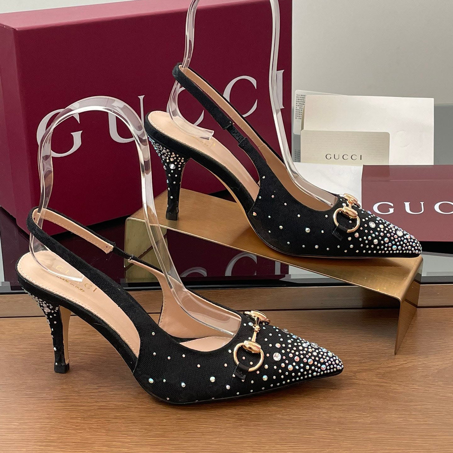 GG Horsebit crystal slingback pumps 1825031003