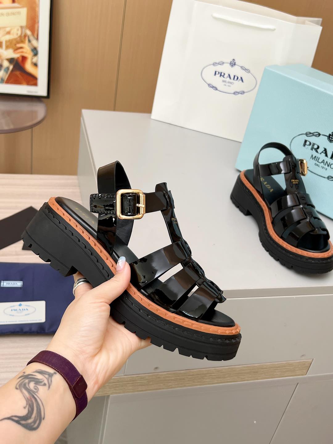 PR Leather Roman Rubber Sandals 1825031001