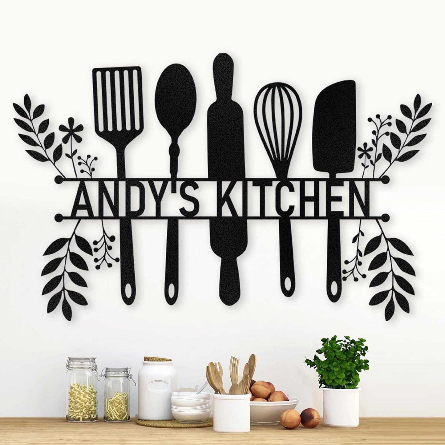 Personalized Metal Kitchen Sign , Rustic Farmhouse Wall Decor for Cooks & Chefs