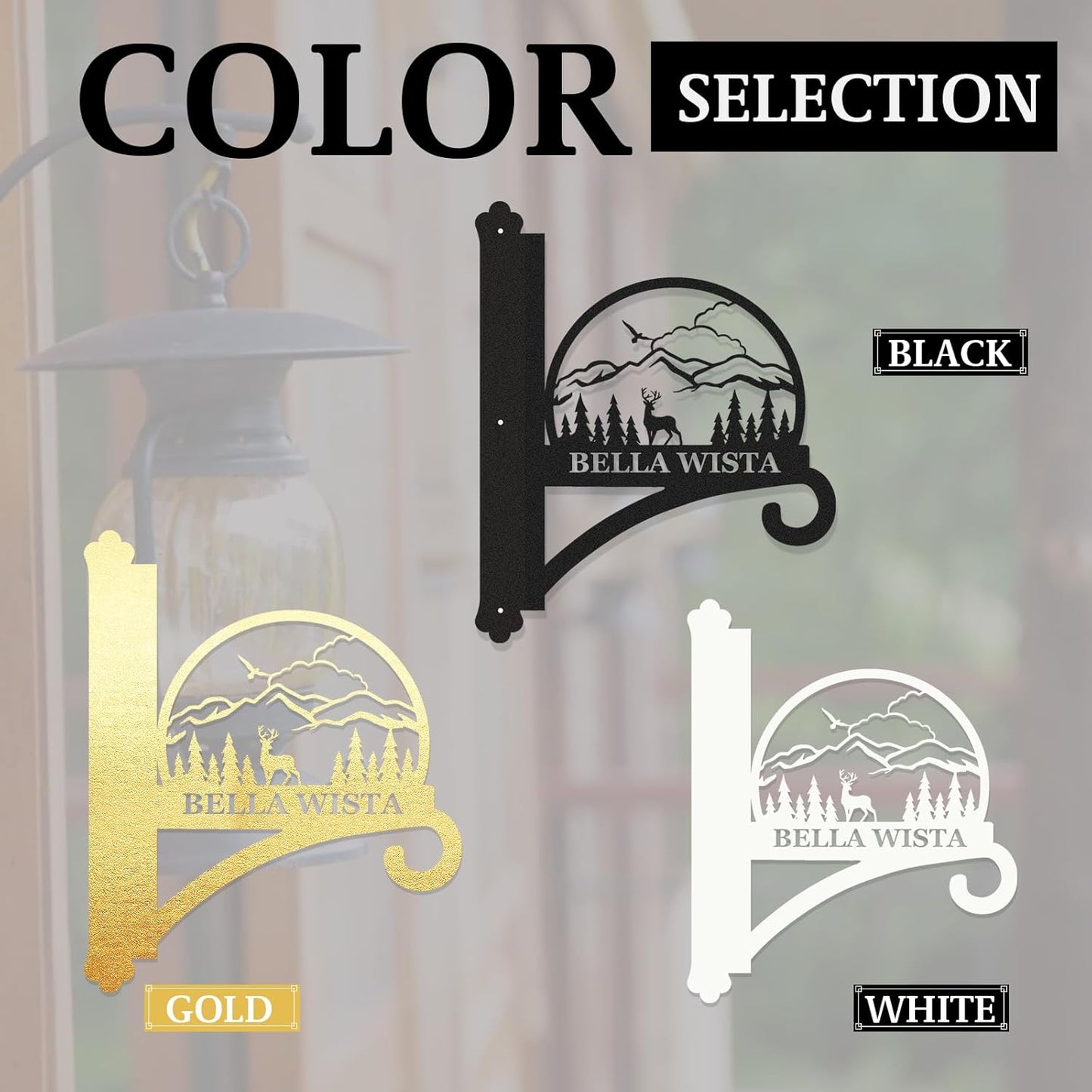 Personalized Iron Hanging Plant Bracket, Customizable Decorative Wall Plant Hanger Indoor Outdoor, Custom Name Bird Feeder Hook, Anti Rust Metal Hook for Wind Chimes Lantern