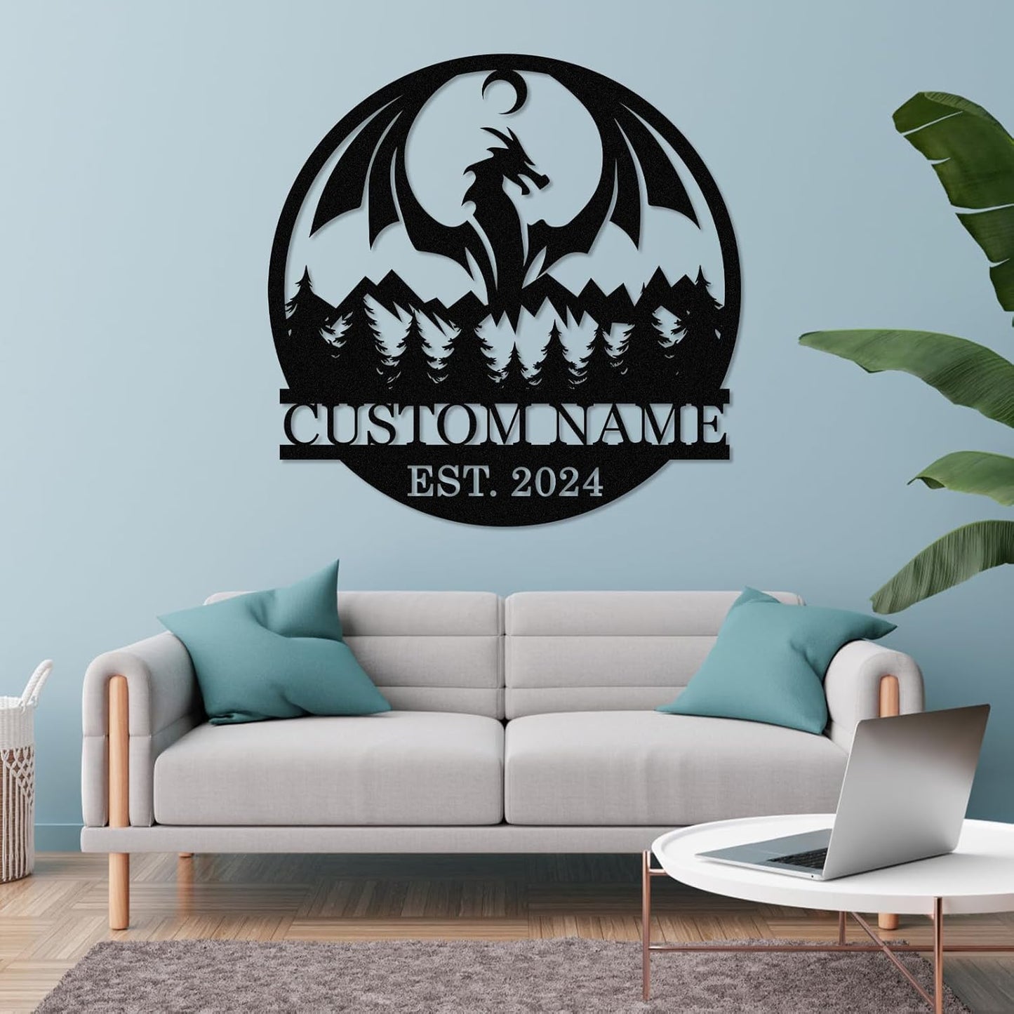 Custom Dragon Metal Sign Personalized Name Wall Art for Indoor Outdoor Decor Fantasy Gift