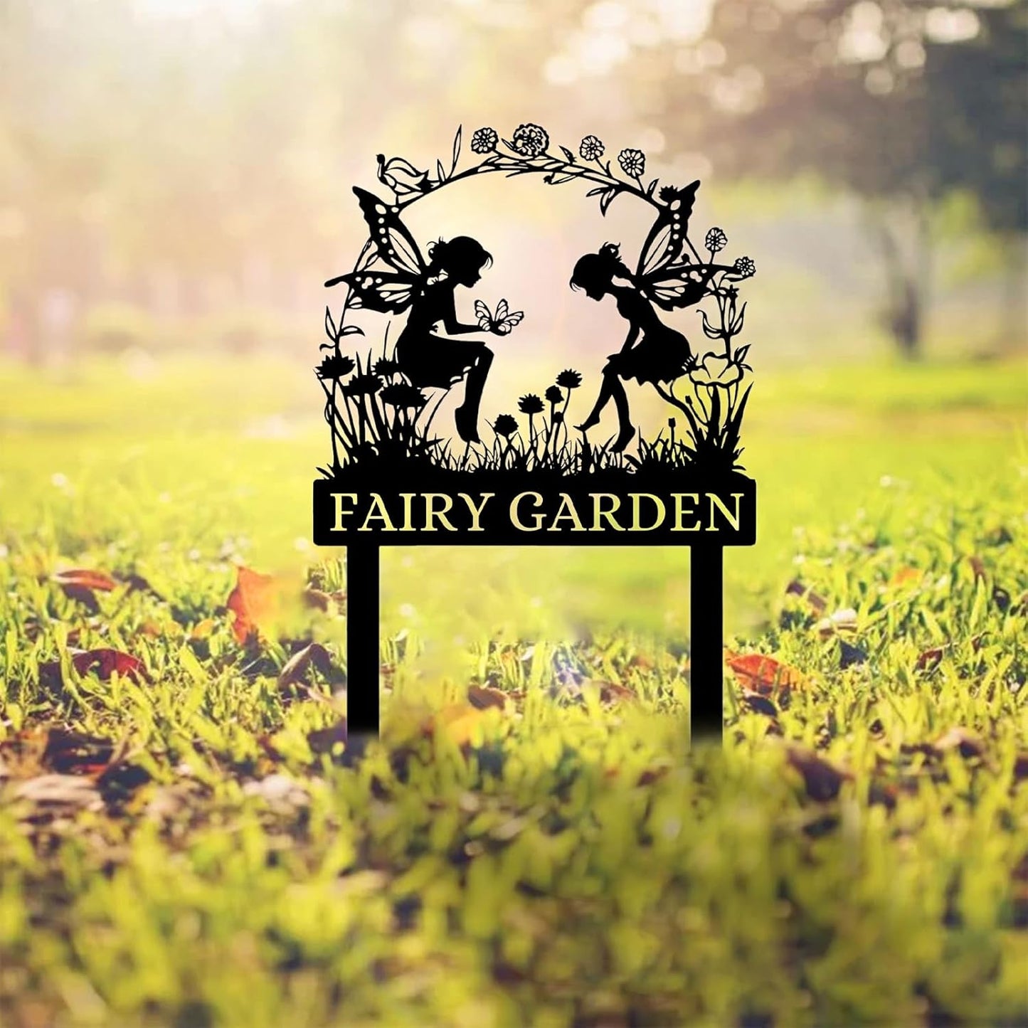 Handmade Fairy Garden Marker - Rustic Metal Sign for Flower Beds & Magical Gardens