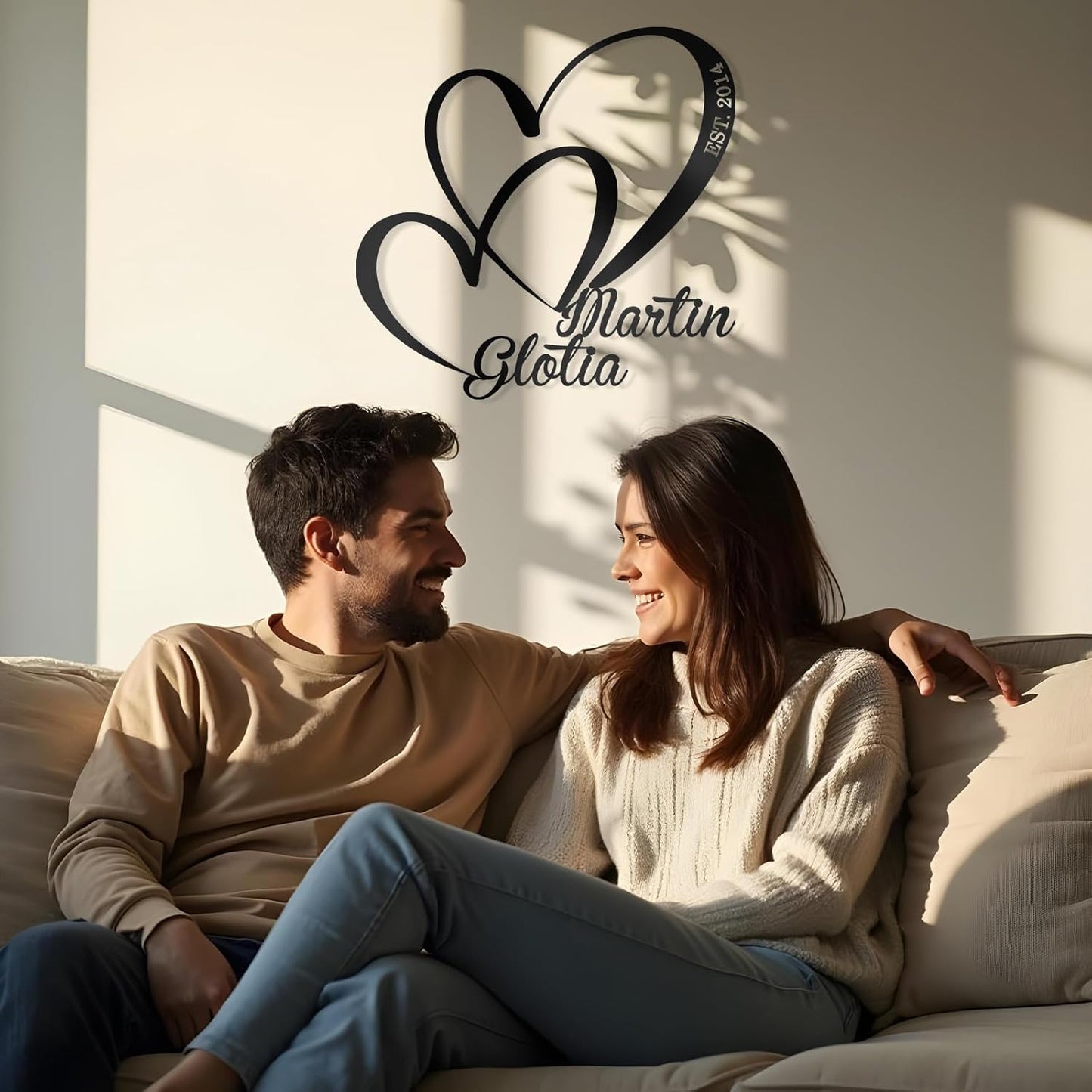 Custom Wedding Metal Gift for Couples Name & Date Infinity Heart Wall Decor Valentine Anniversary Sign