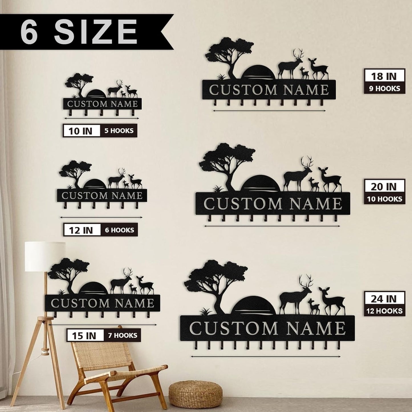Personalized Polar Bear Key Holder on Wall, Custom Name Key Hanger