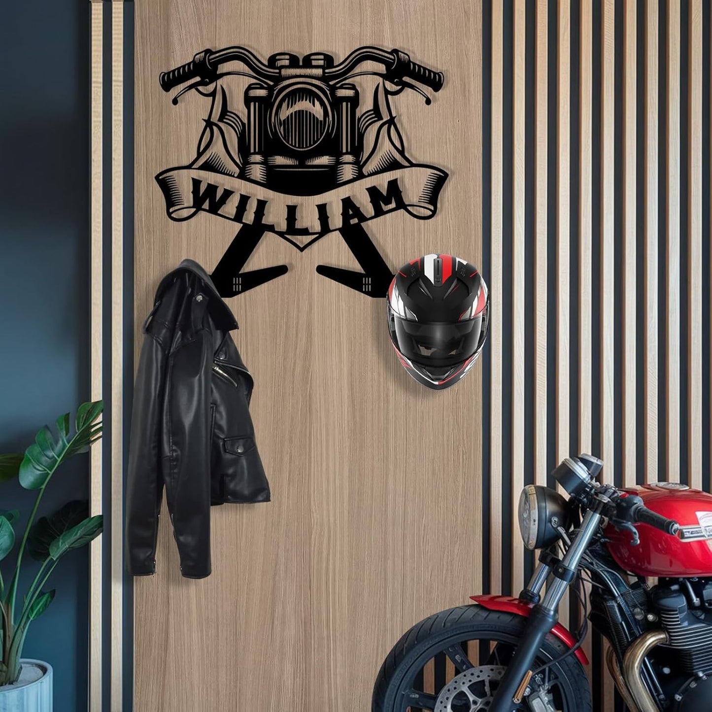 Handcrafted Metal Helmet Hanger , Durable Wrought Iron Wall Rack