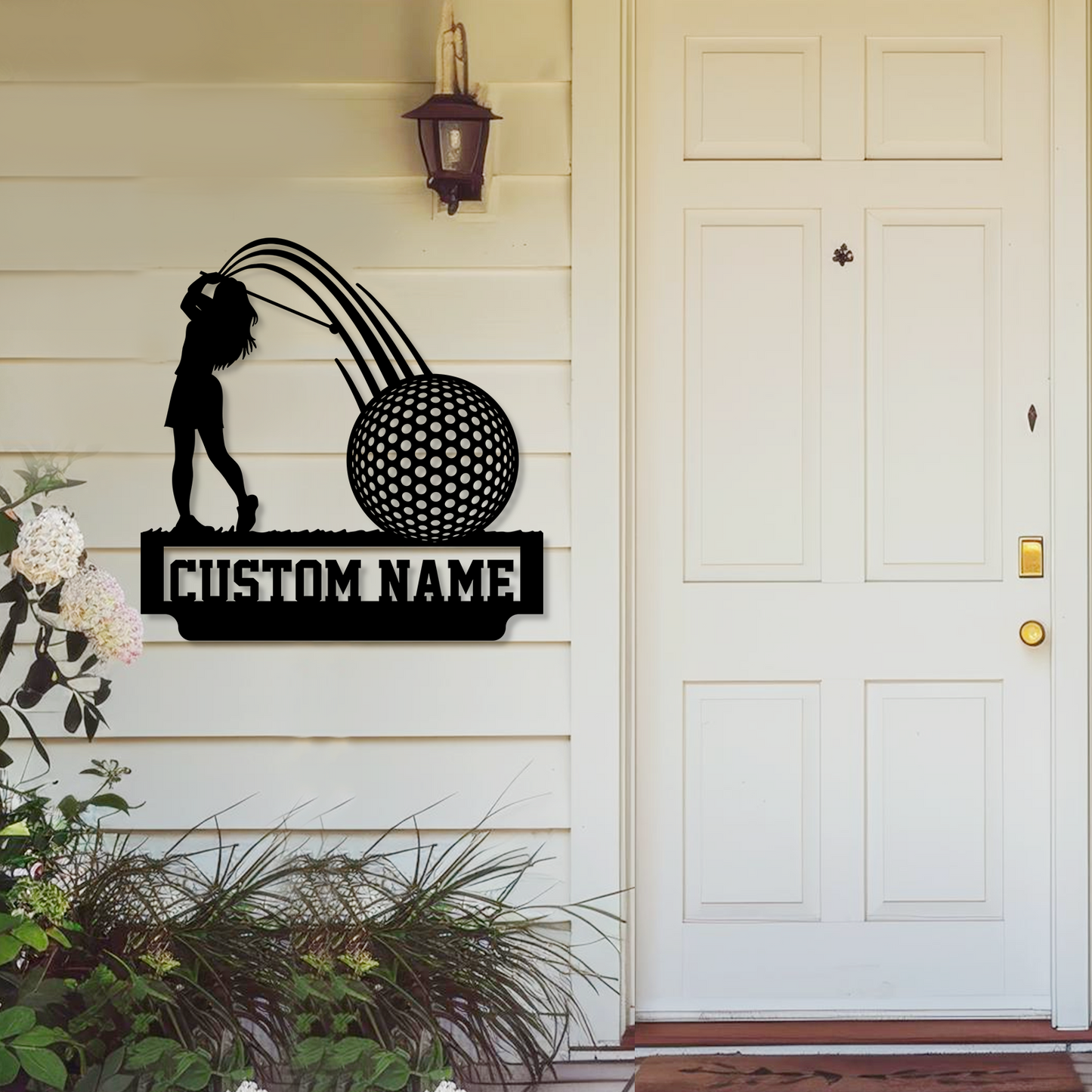 Personalized Golf Metal Sign with Tee & Ball Art, Garden Stake or Wall Mount Option for Sports Lovers