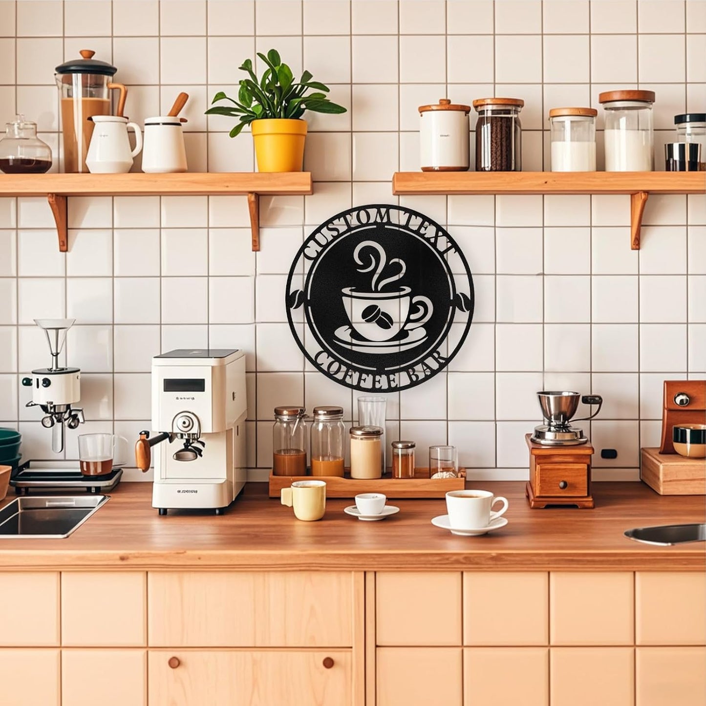 Coffee Bar Custom Metal Sign , Rustic Cafe & Home Brewing Station Decor
