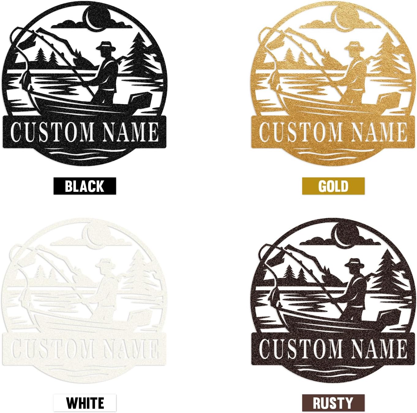 Bass Fishing & Sunshine Metal Art, Rustic Wall Decor for Lake House Gifts