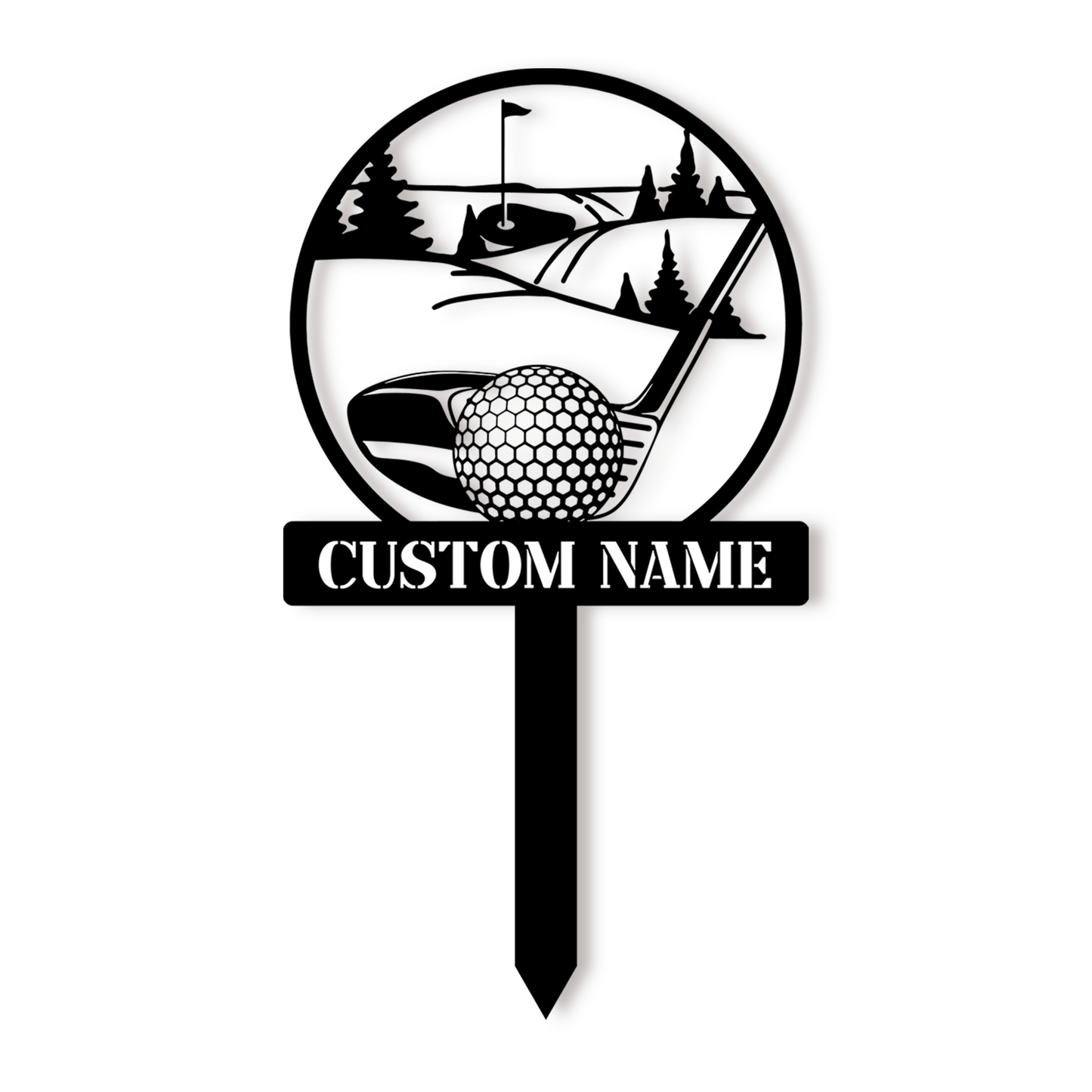 Custom Golf Name Sign for Lawn, Golf Ball Delivery Design, Personalized Outdoor Metal Stake Sign