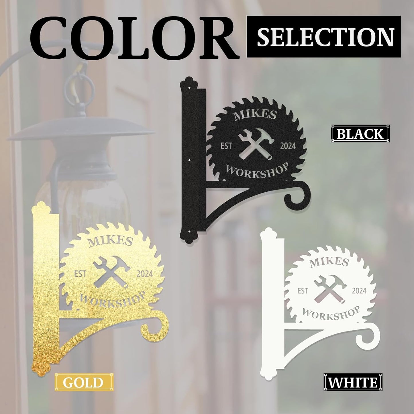 Personalized Iron Hanging Plant Bracket, Customizable Decorative Wall Plant Hanger Indoor Outdoor, Custom Name Bird Feeder Hook, Anti Rust Metal Hook for Wind Chimes Lantern