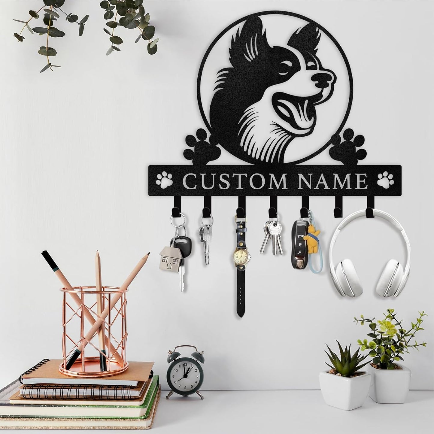 Custom Dog Paw Print Key Holder Metal Wall Hook Pet Lover Home & Entryway Decor