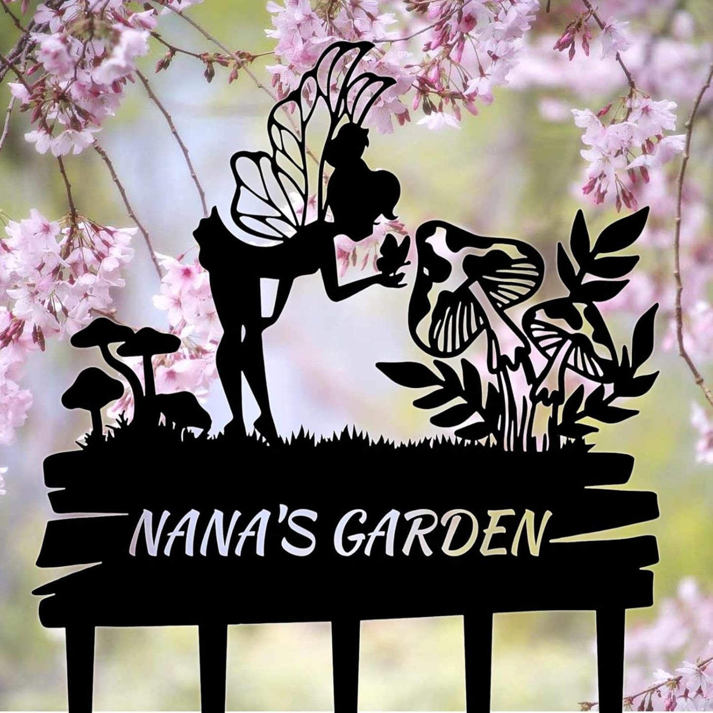 Rustic Fairy Garden Metal Sign - Whimsical Yard Decor for Storybook Lovers
