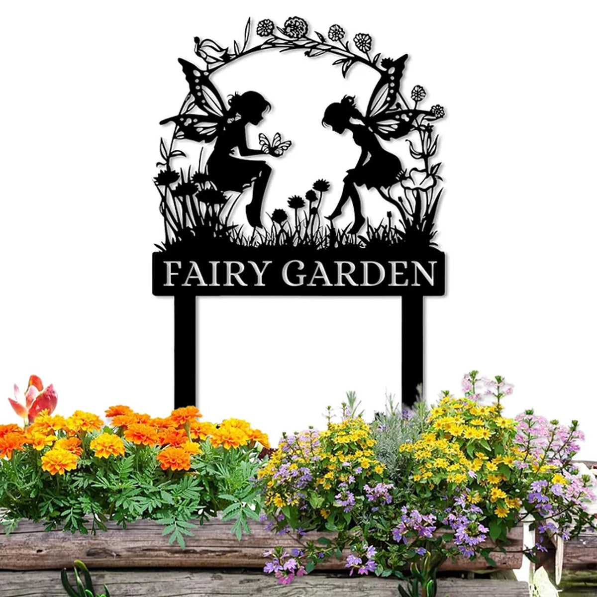 Handmade Fairy Garden Marker - Rustic Metal Sign for Flower Beds & Magical Gardens