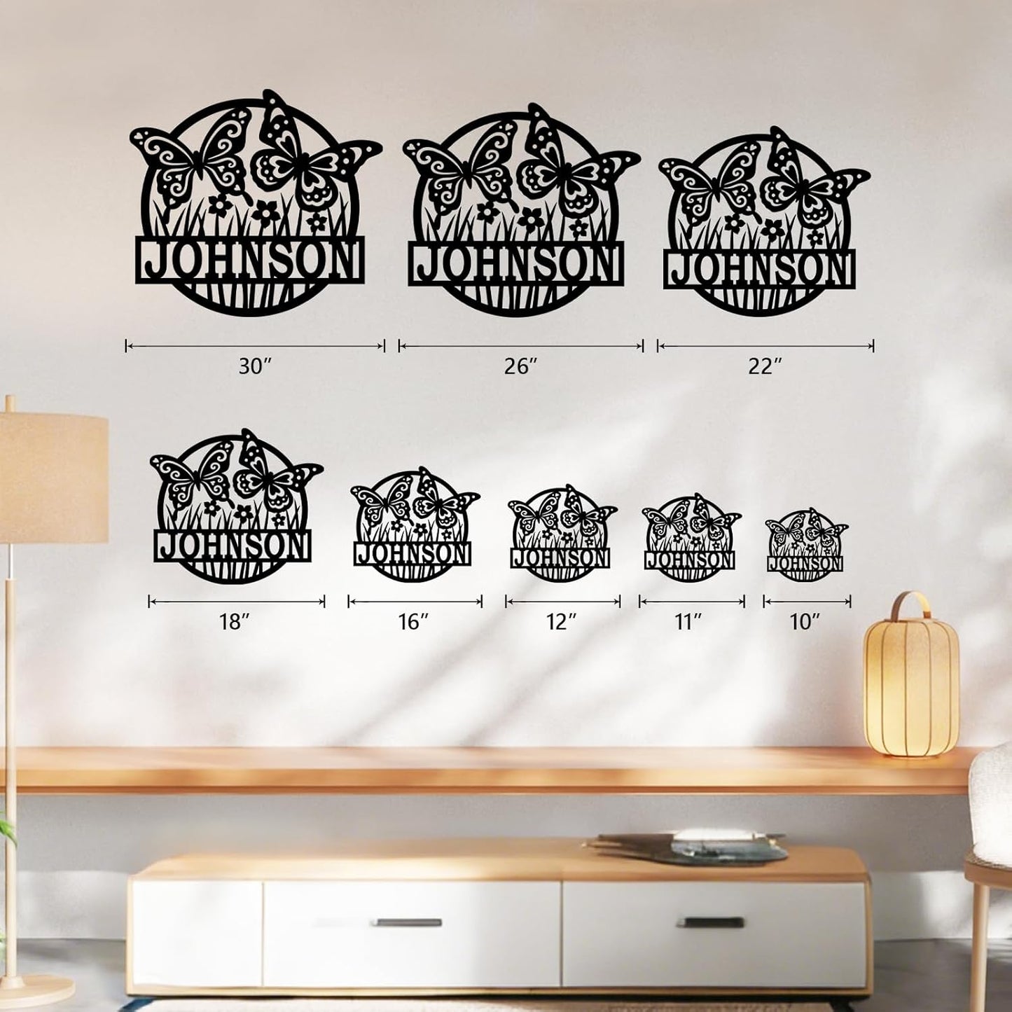 Custom Butterfly Metal Sign for Cabin or Porch, Personalized Family Name Wall Decor Gift