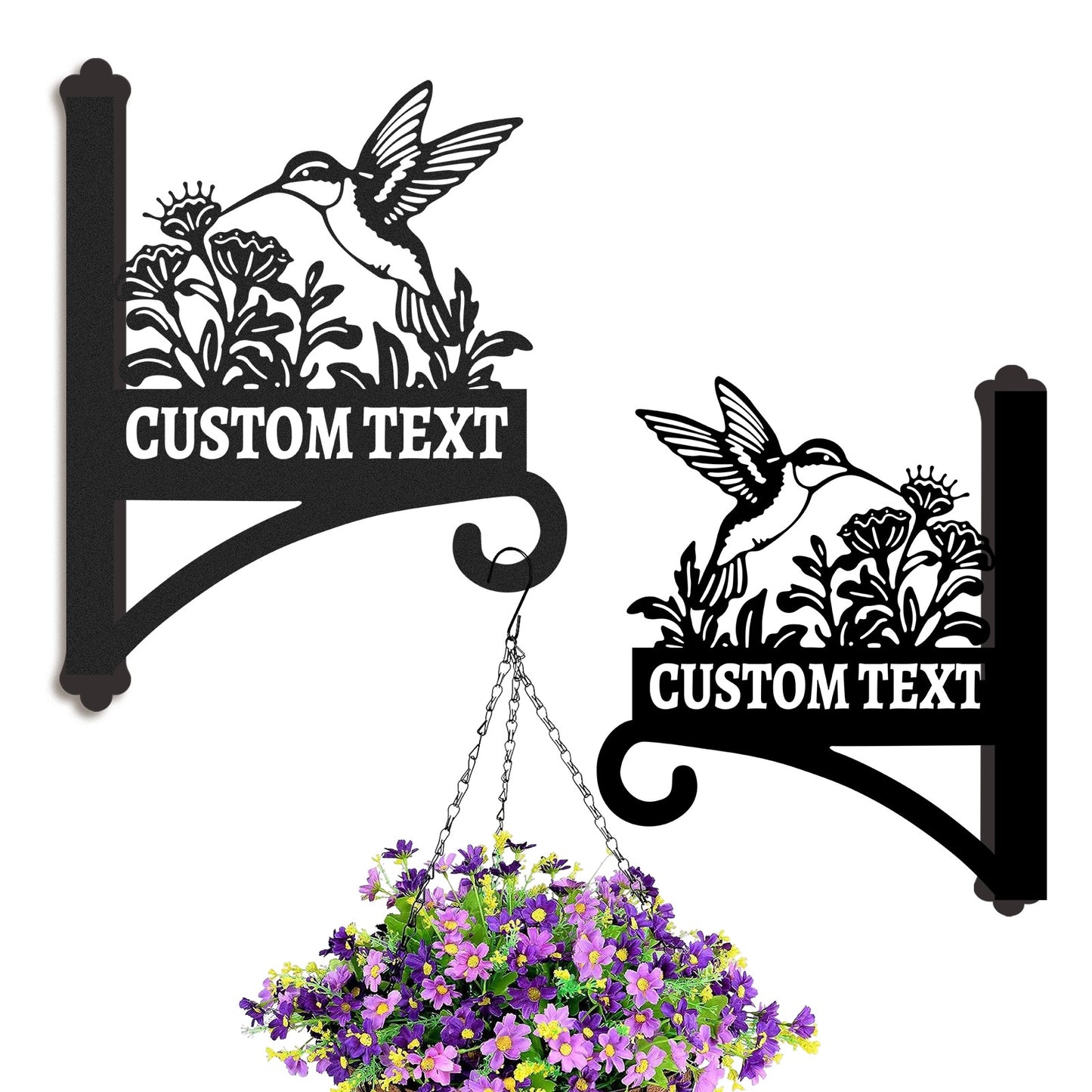 Custom Hummingbird Plant Hanger Wall Bracket, Personalized Metal Plant Hook for Hanging Basket, Bird Feeder, Lantern, Wind Chime Outdoor Decor