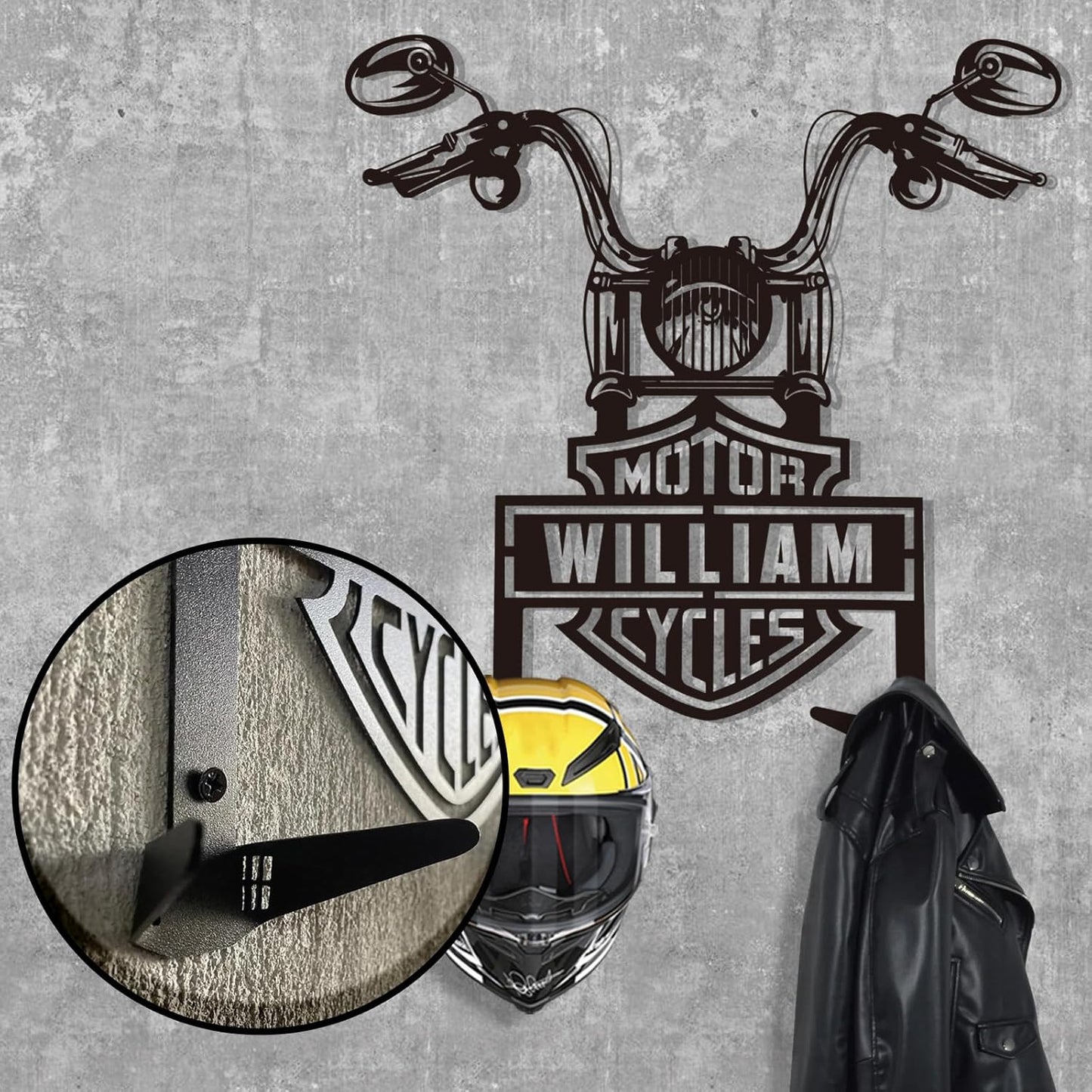 Rustic Wrought Iron Helmet Wall Mount , Stylish Motorcycle Storage Solution