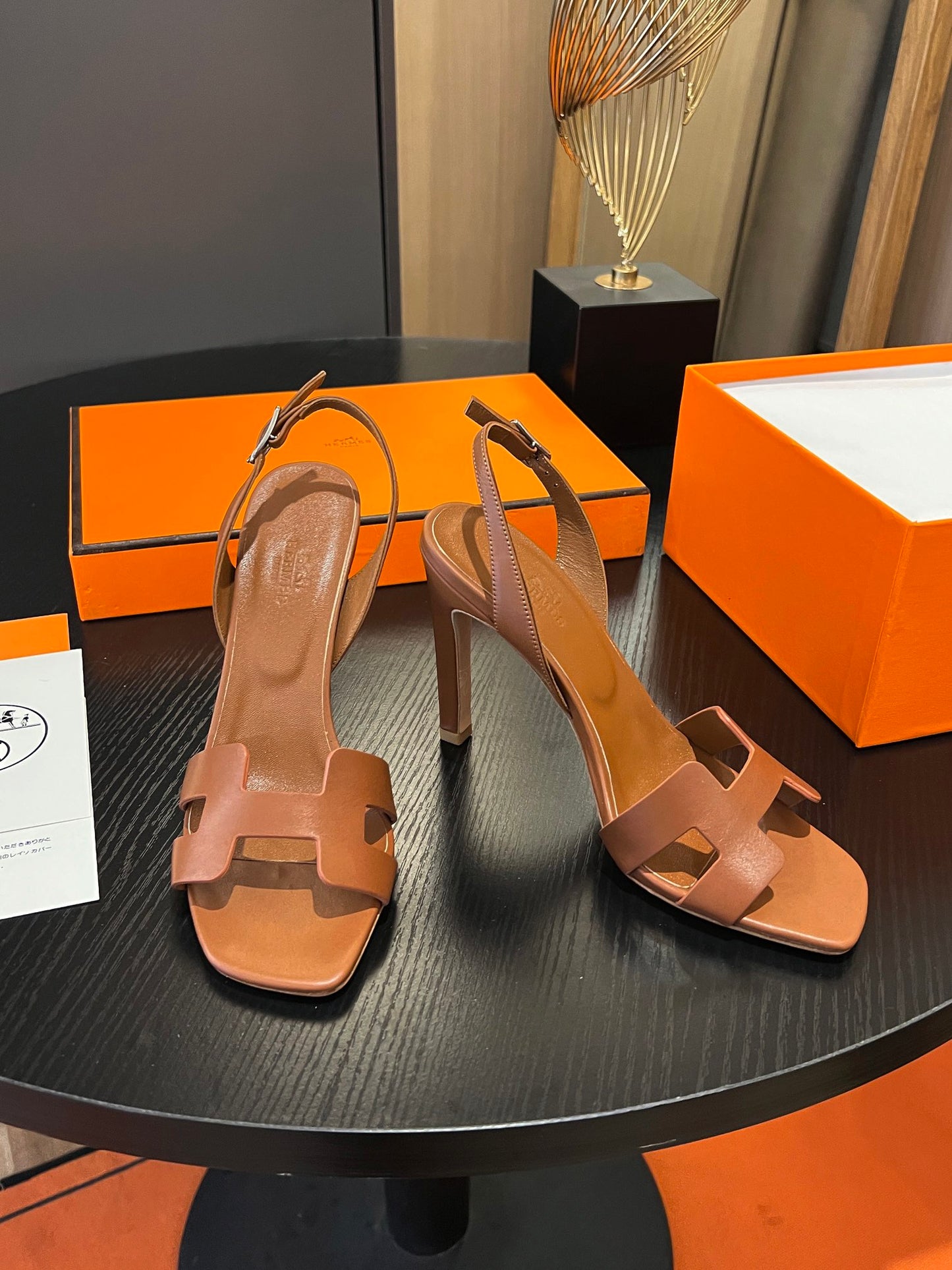 New Leather H Logo Women's High Heeled PD052024022704