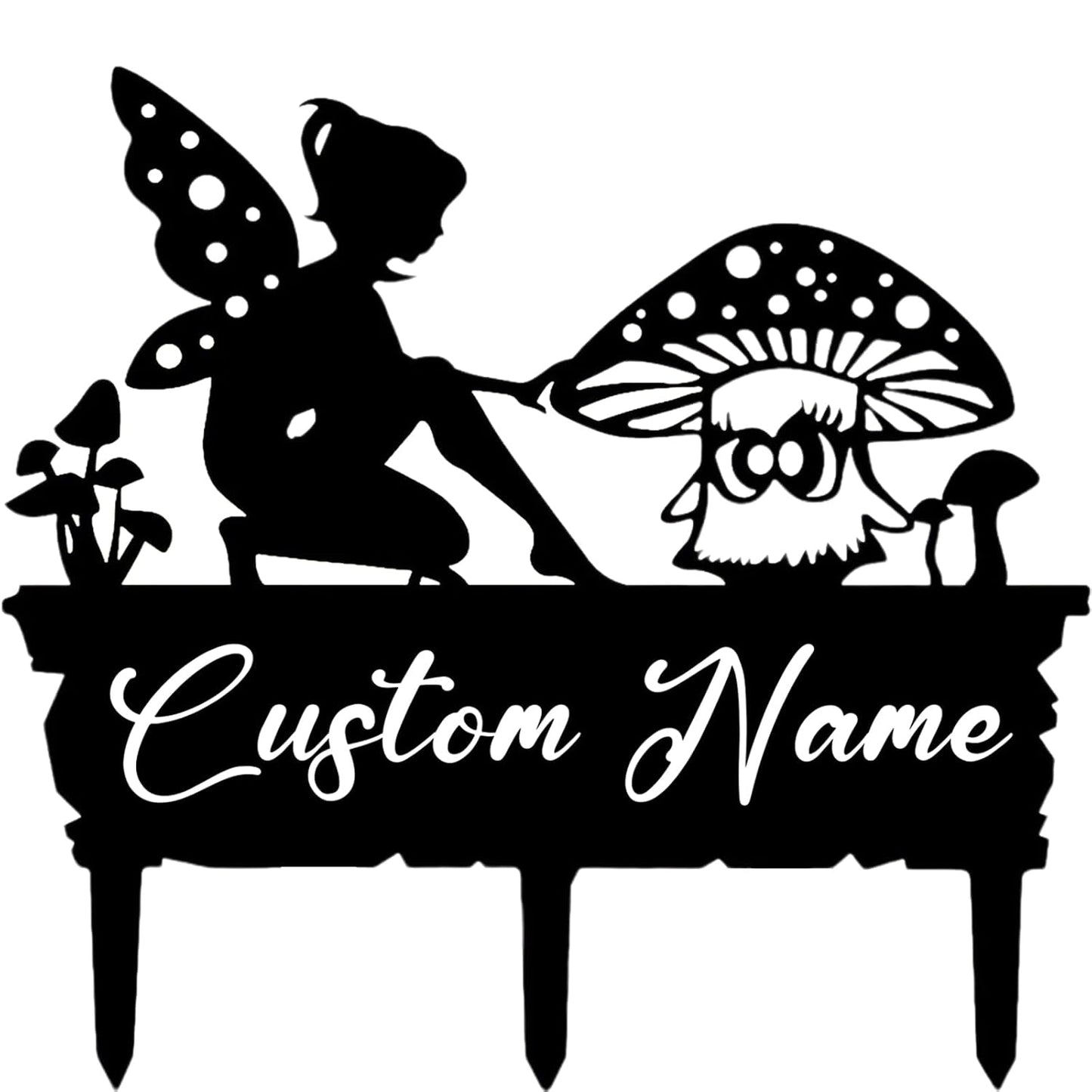 Custom Metal Fairy Stake - Personalized Garden Decor for Outdoor Fantasy Spaces