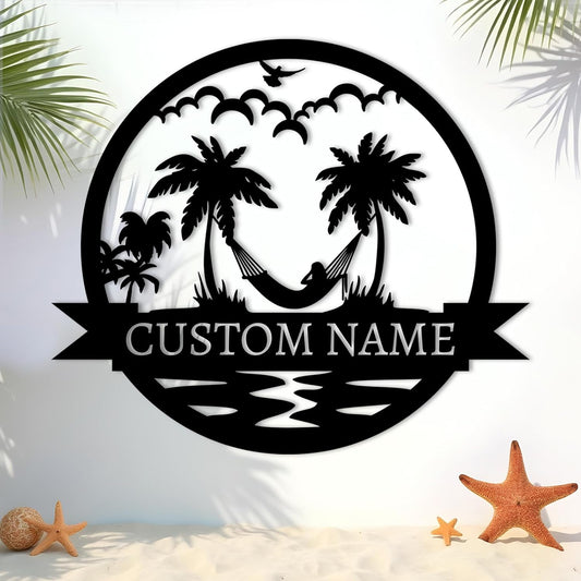 Personalized Beach & Pool Metal Signs - Custom Last Name Decor, Outdoor Patio Wall Art for House Warming Gifts
