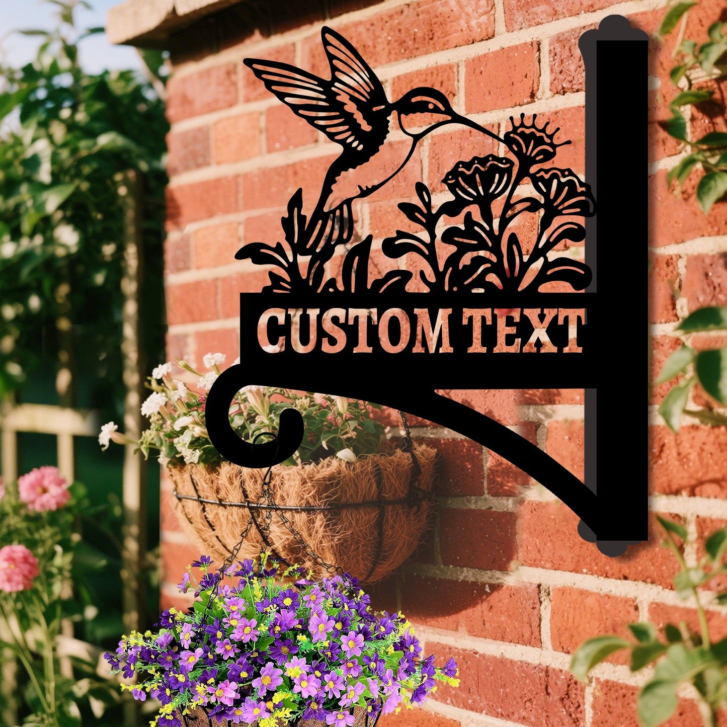 Custom Hummingbird Plant Hanger Wall Bracket, Personalized Metal Plant Hook for Hanging Basket, Bird Feeder, Lantern, Wind Chime Outdoor Decor